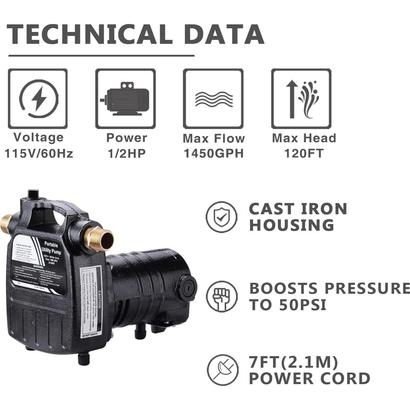 Bomba de Agua EXTRAUP 1/2HP Hierro Fundido 5678 l/h