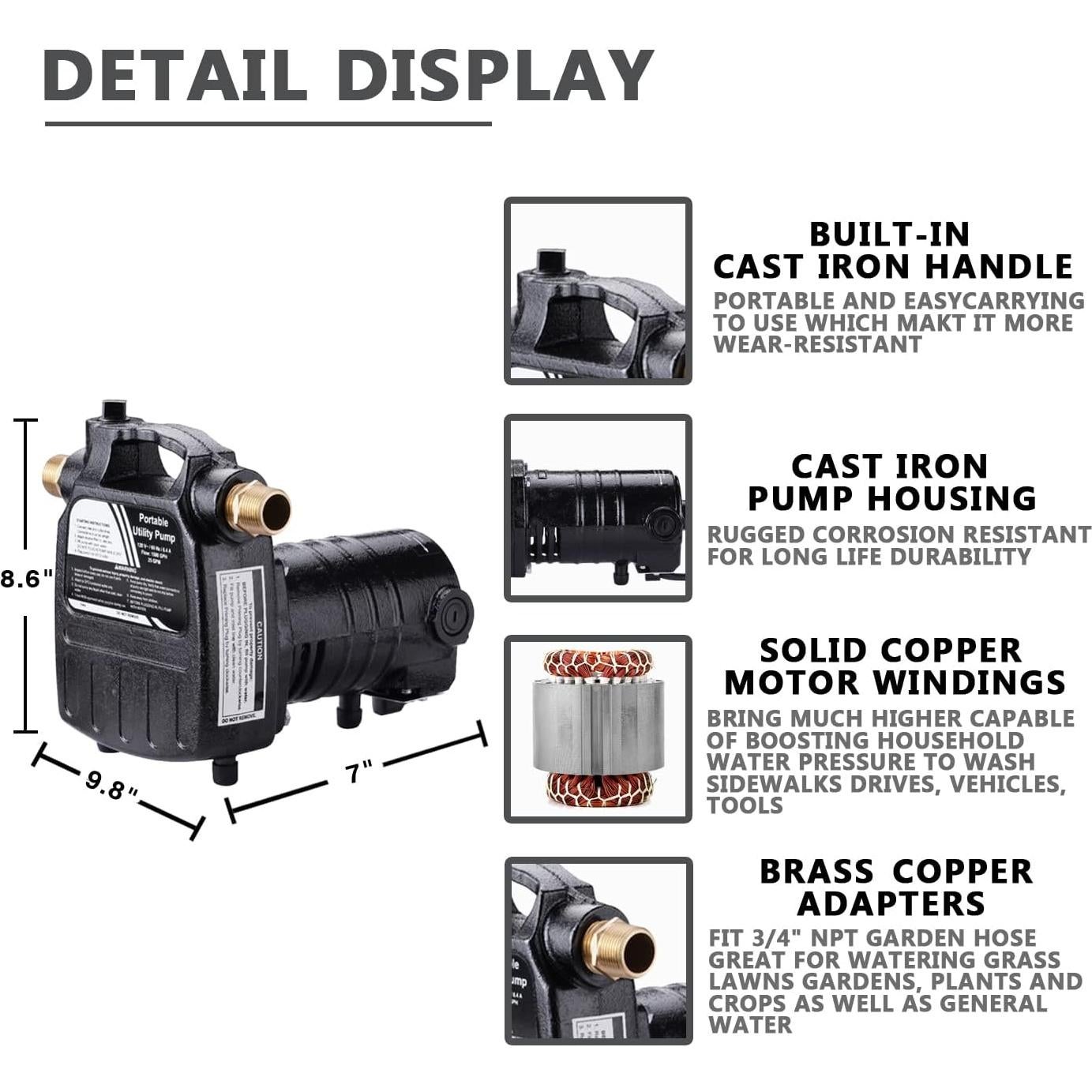 Bomba de Agua EXTRAUP 1/2HP Hierro Fundido 5678 l/h