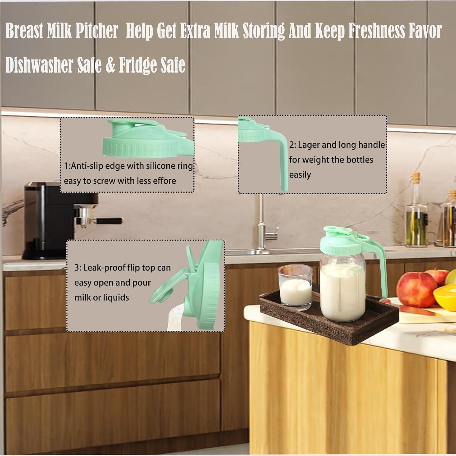 Jarra de Leche Materna de Vidrio 0.95L con Tapa Antifugas