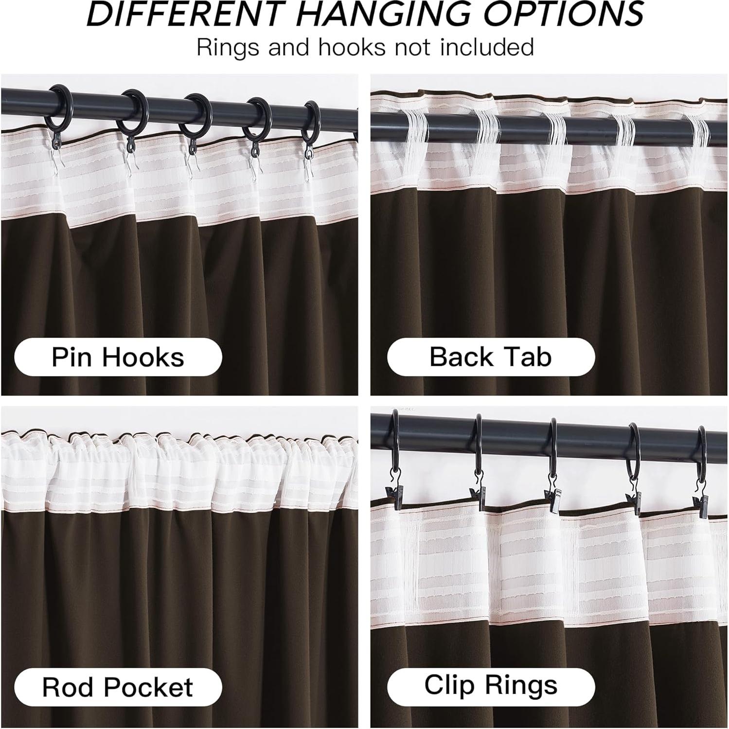 Cortinas de Terciopelo Marrón RYB HOME 107x160 cm Juego de 2