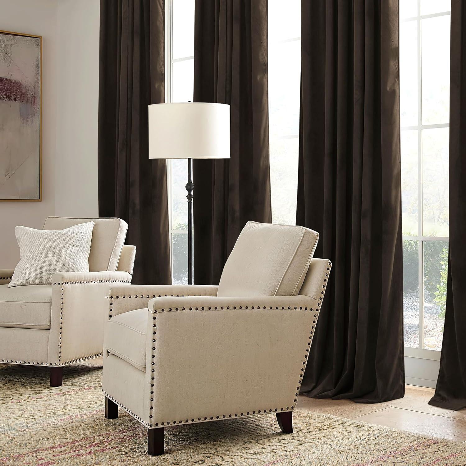 Cortinas de Terciopelo Marrón RYB HOME 107x160 cm Juego de 2