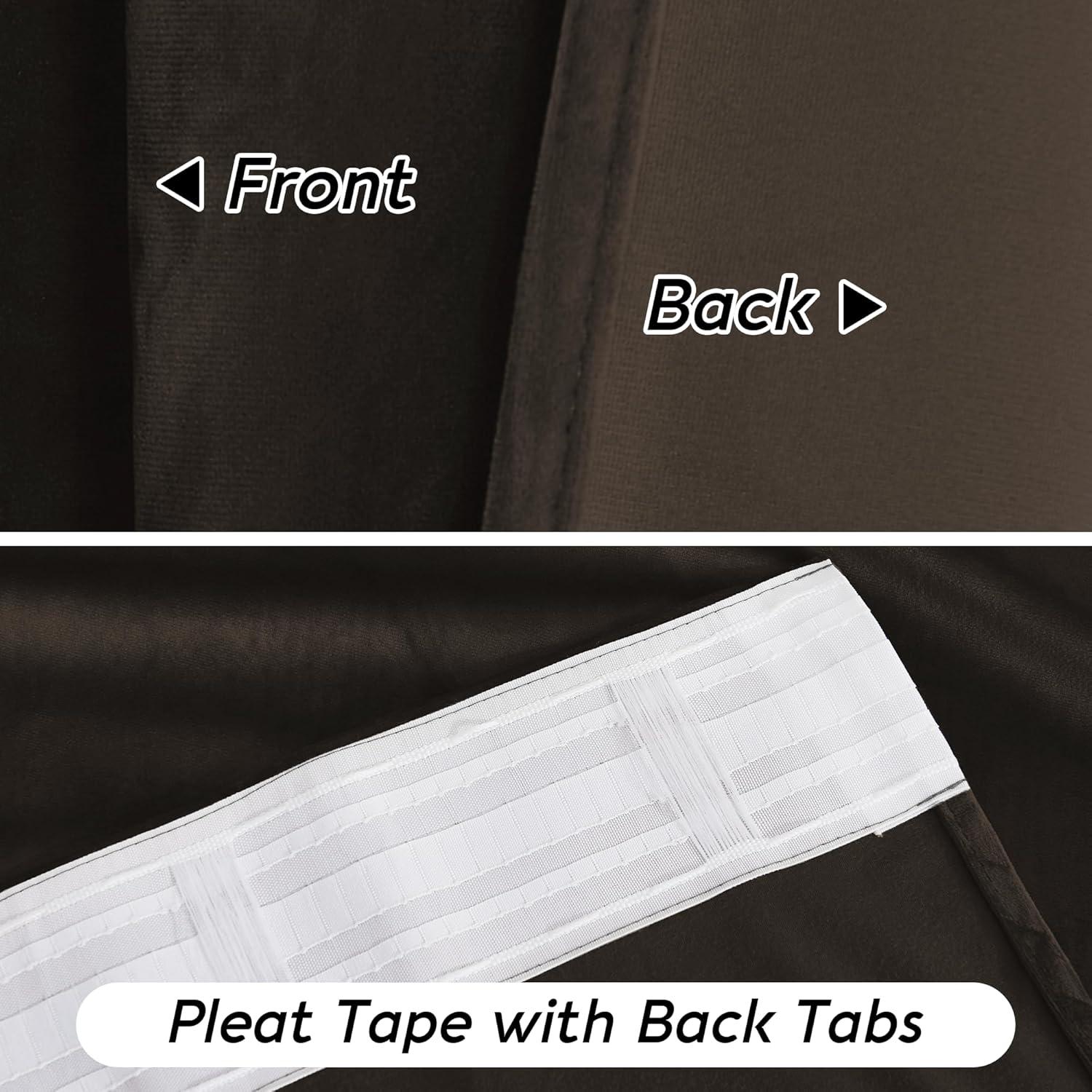 Cortinas de Terciopelo Marrón RYB HOME 107x160 cm Juego de 2