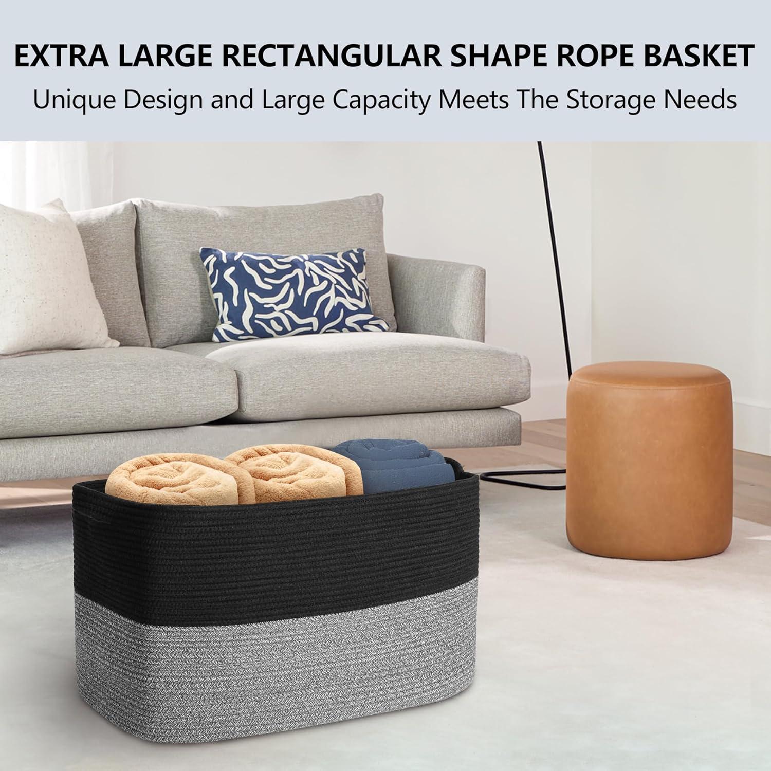 Cesta de Almacenamiento Rectangular MEGASKET 60x40x36 cm Negra