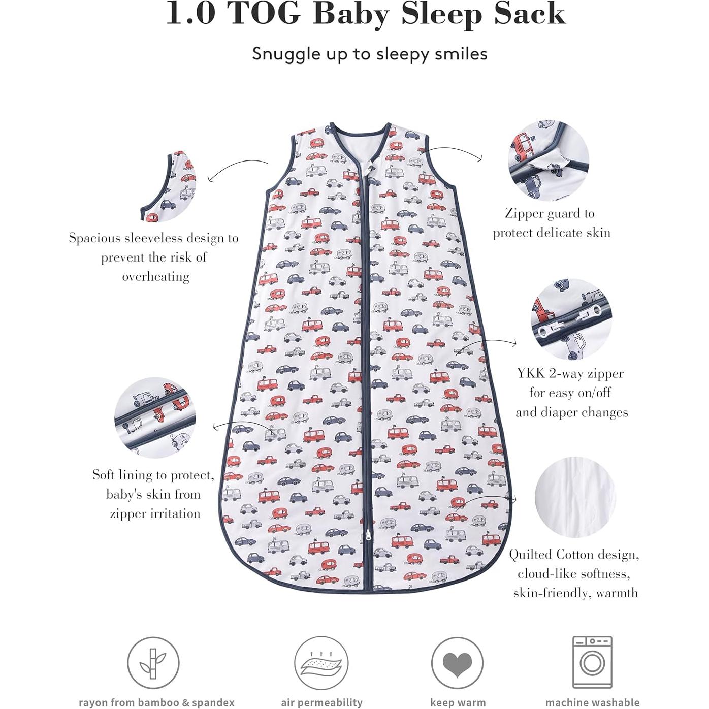 Saco de Sueño TADO MUSLIN 1.0 TOG para Bebé 2-4 Años Coches