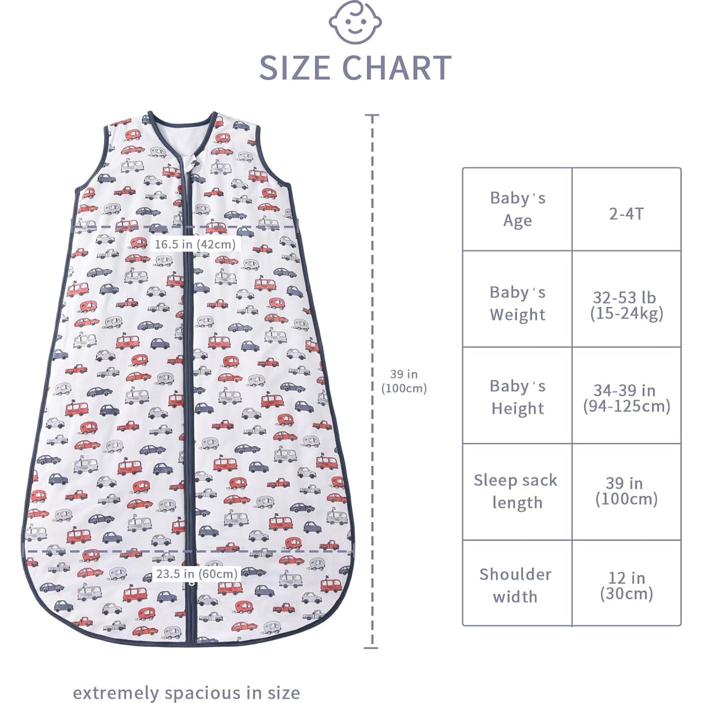 Saco de Sueño TADO MUSLIN 1.0 TOG para Bebé 2-4 Años Coches