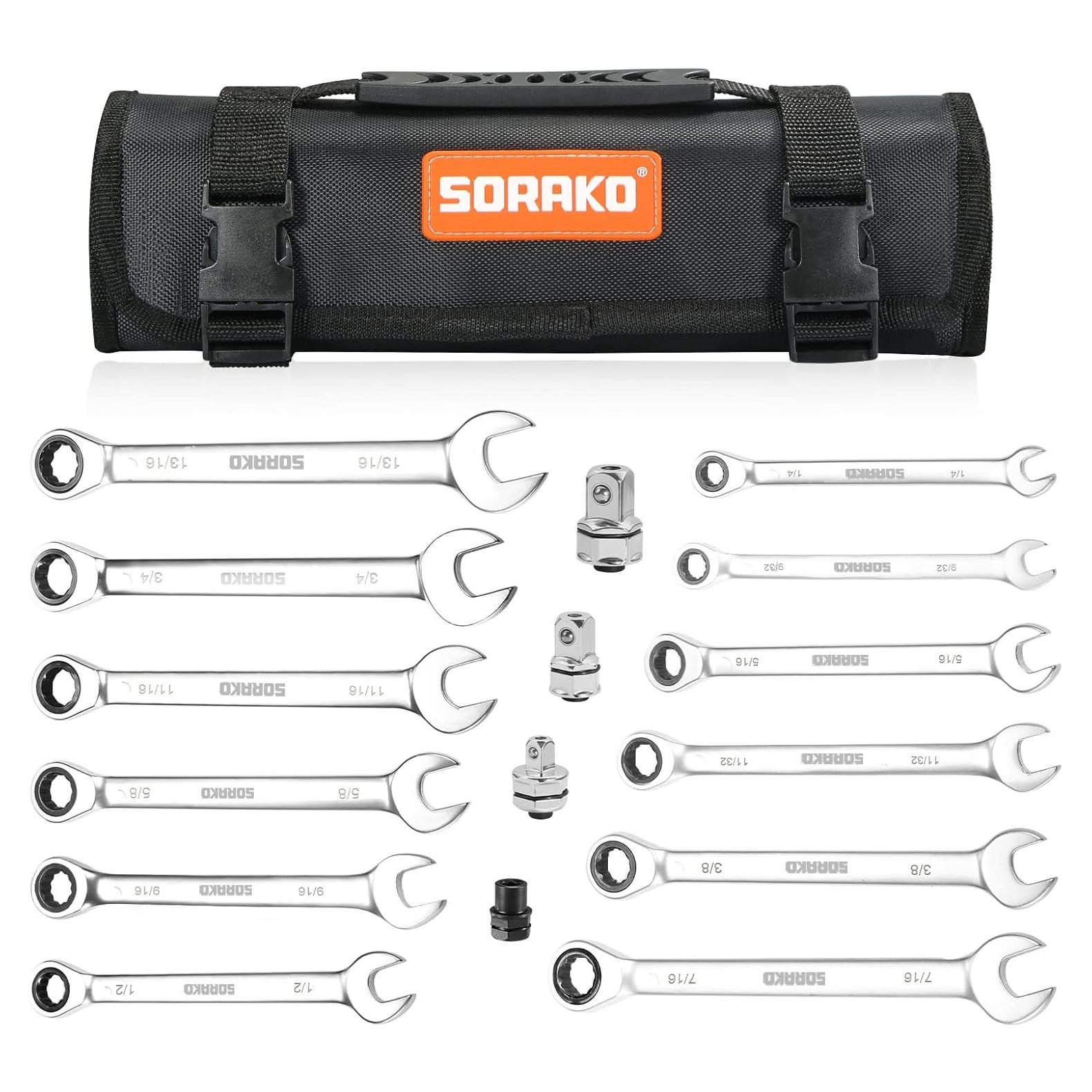 Juego de Llaves de Carraca SORAKO 12 Piezas Acero Vanadio