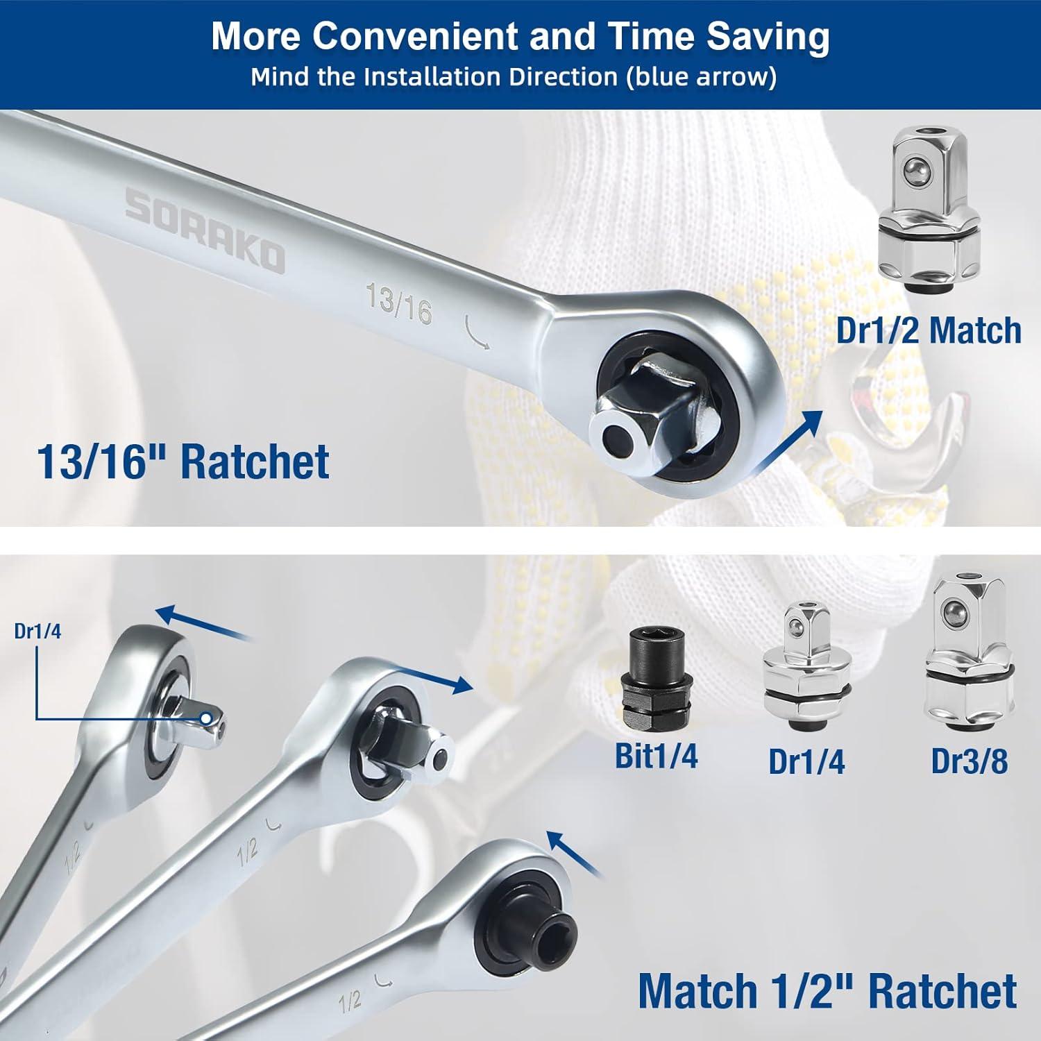 Juego de Llaves de Carraca SORAKO 12 Piezas Acero Vanadio