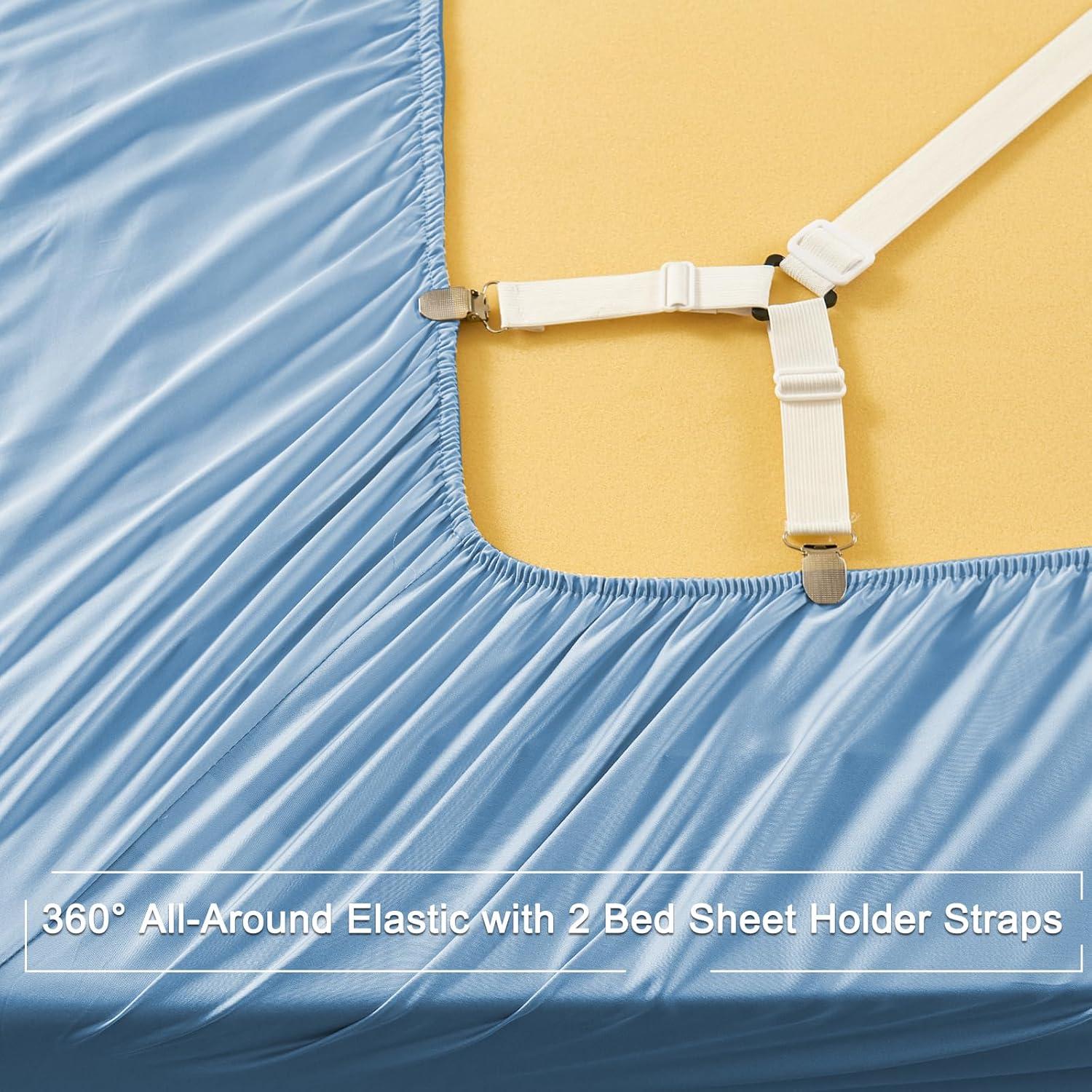 Sábanas Doble HCORA 100% Viscosa Bambú 600 Hilos Azul