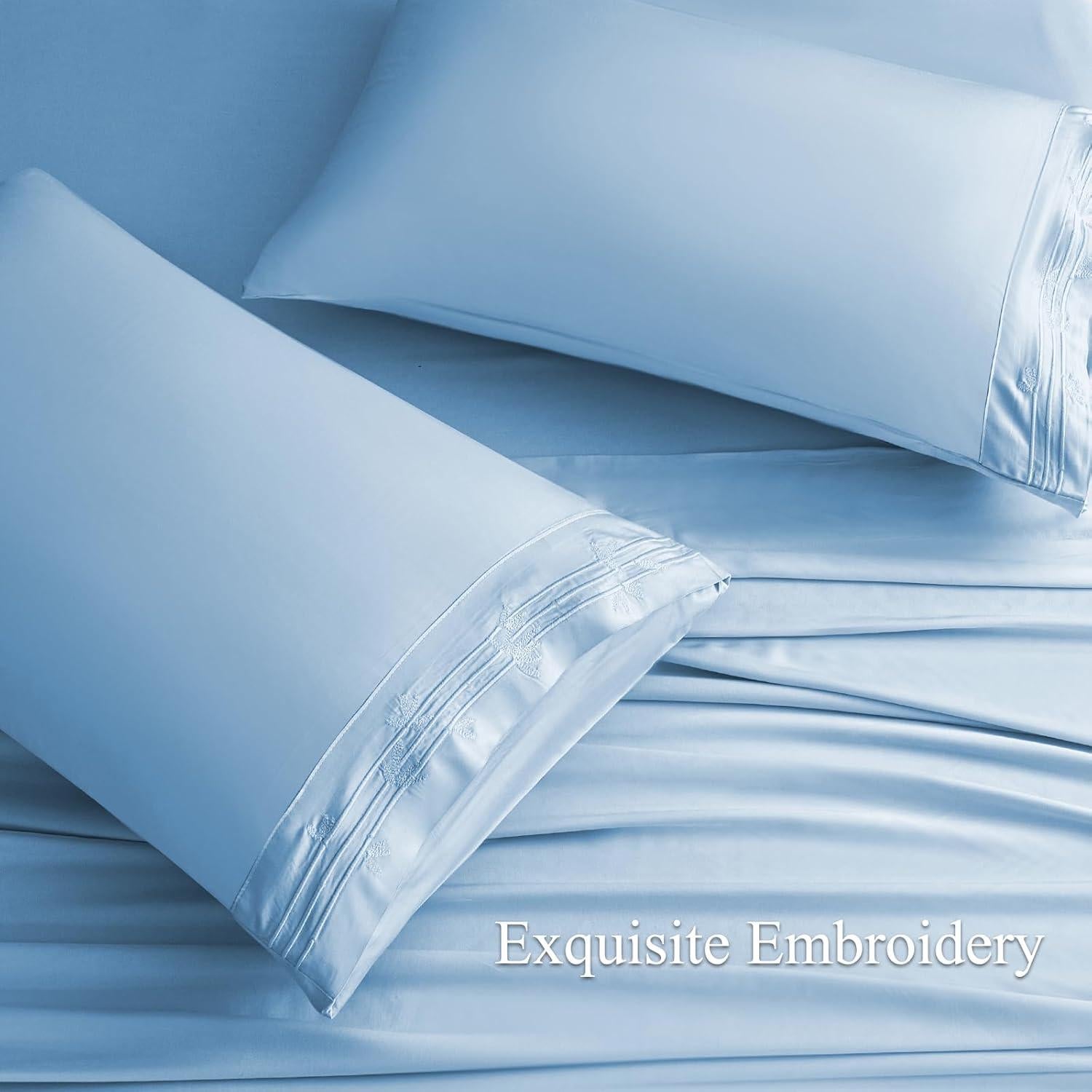 Sábanas Doble HCORA 100% Viscosa Bambú 600 Hilos Azul