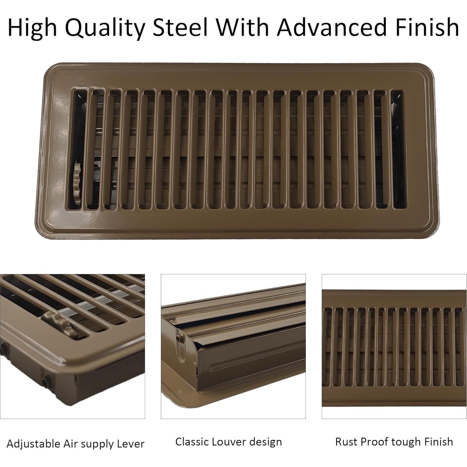 Cubiertas de Ventilación de Piso PDETVEO 254x102mm 2 Pcs Marrón