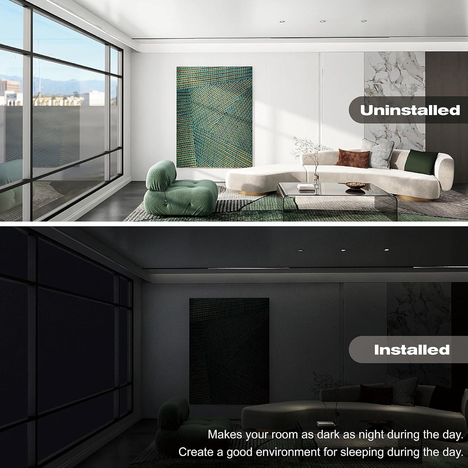 Película Blackout FEILAYS 30x200cm Bloqueo UV y Privacidad