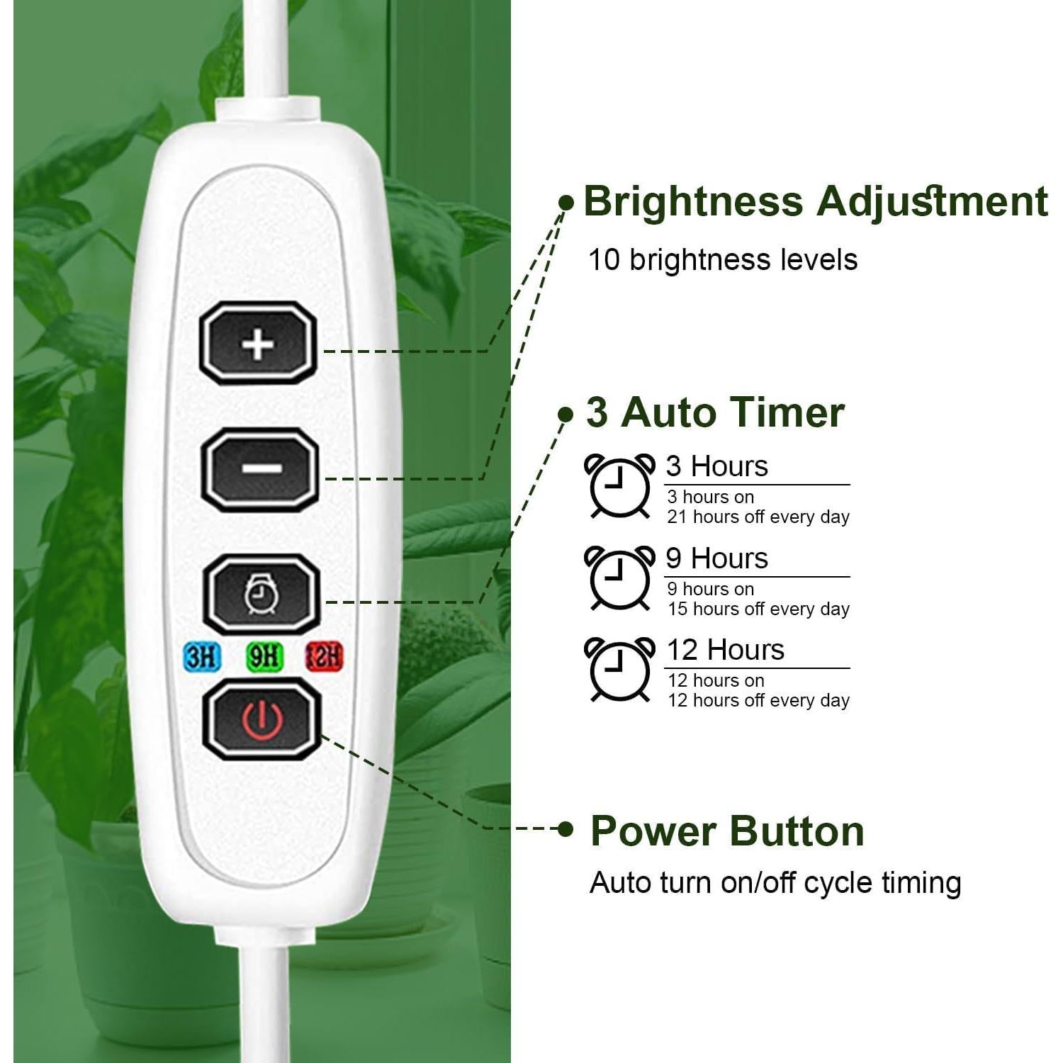 Luz de Crecimiento LED IMVSINCERE con Clip 3500K 10 Brillos