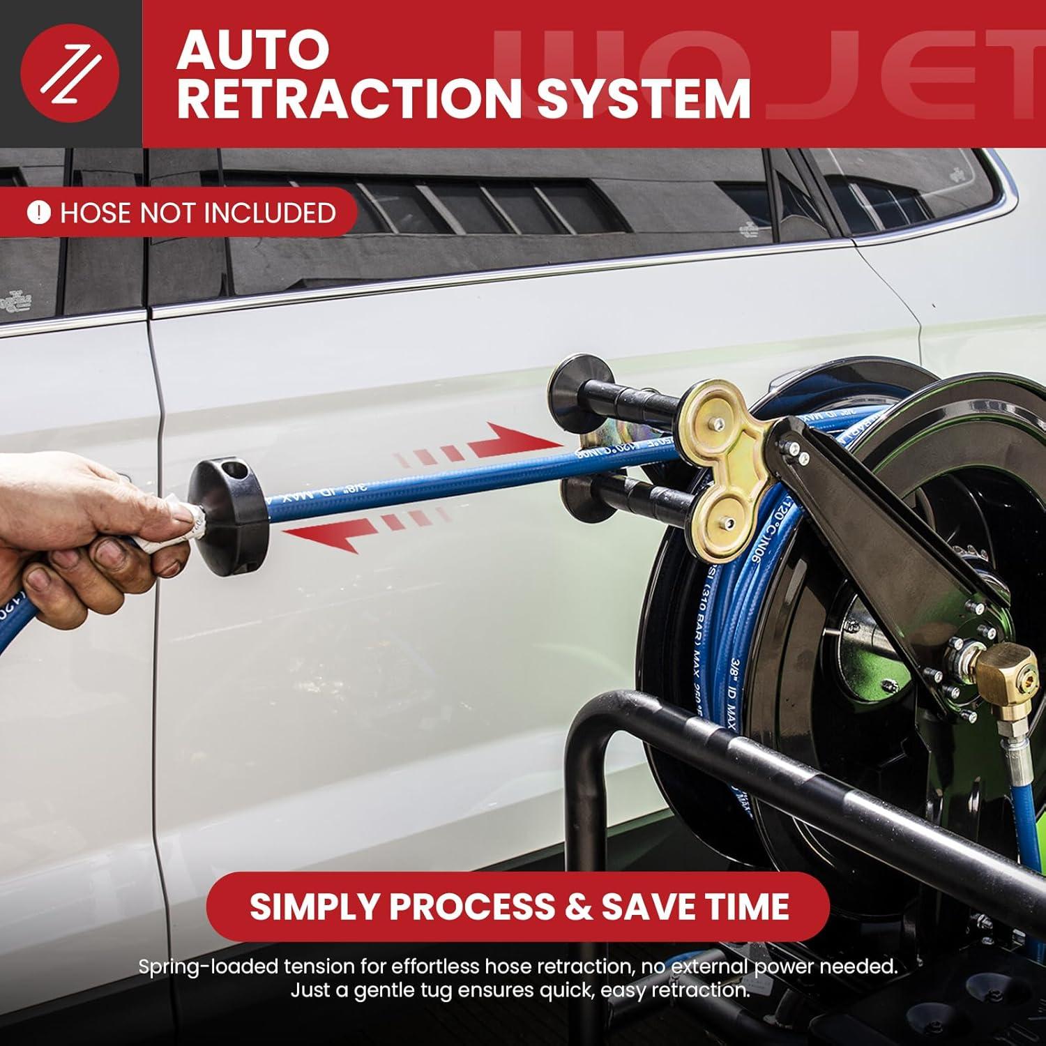 Carrete de Manguera Retráctil WOJET 15 m x 9.5 mm Acero