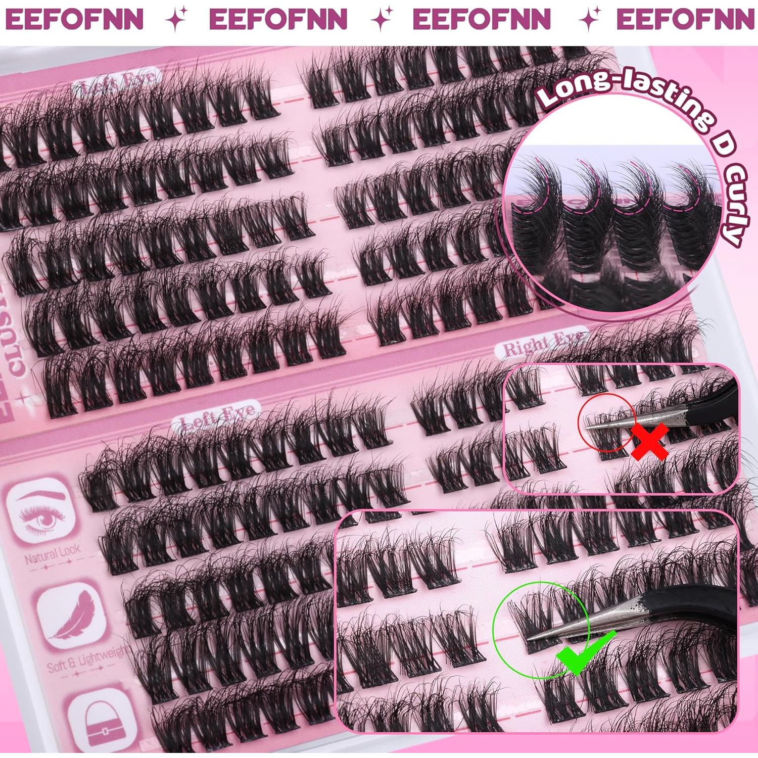 Grupos de Pestañas Suaves Eefofnn 180 pcs 8-16 mm D-Rizadas