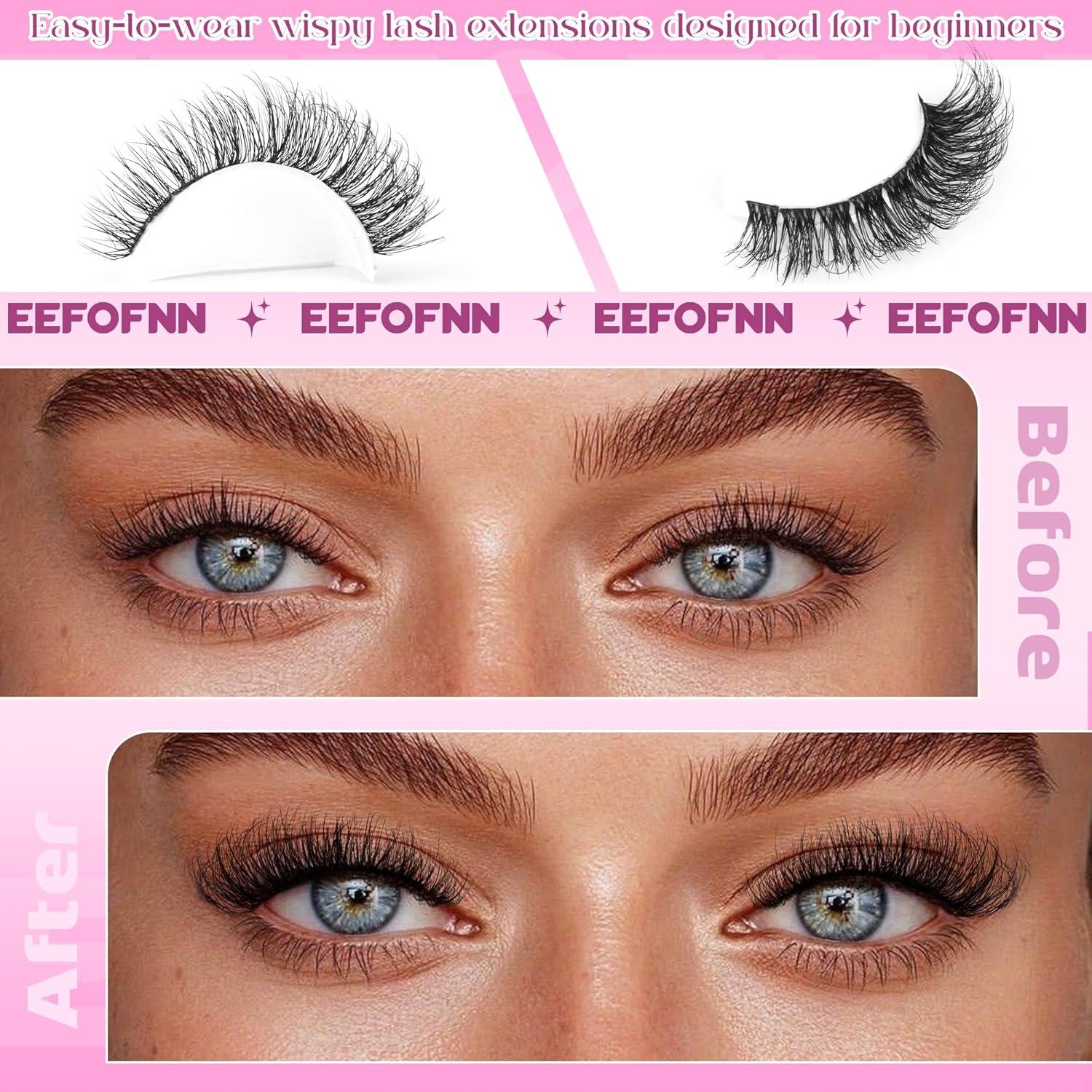 Grupos de Pestañas Suaves Eefofnn 180 pcs 8-16 mm D-Rizadas