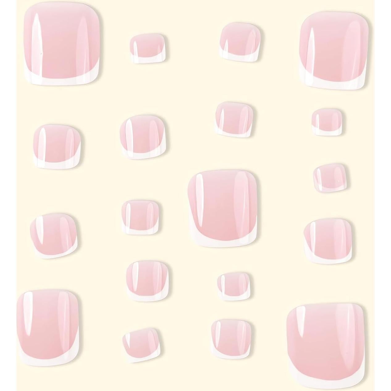 Uñas Postizas Cortas Cuadradas Rosadas LPOODDNU 24 Pcs