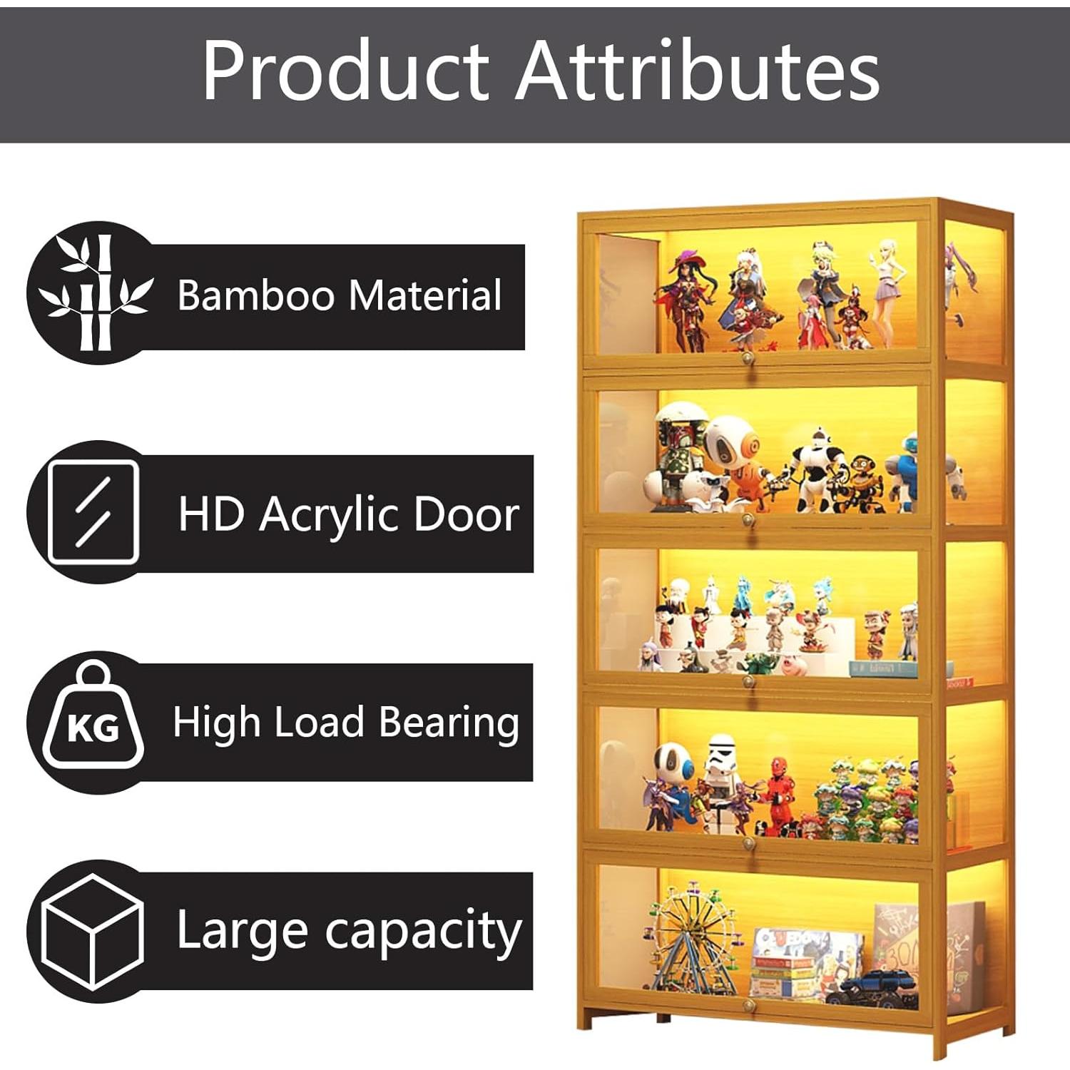 Gabinete de Exhibición Curio Walkclpck 80% Bambú 20% Acrílico