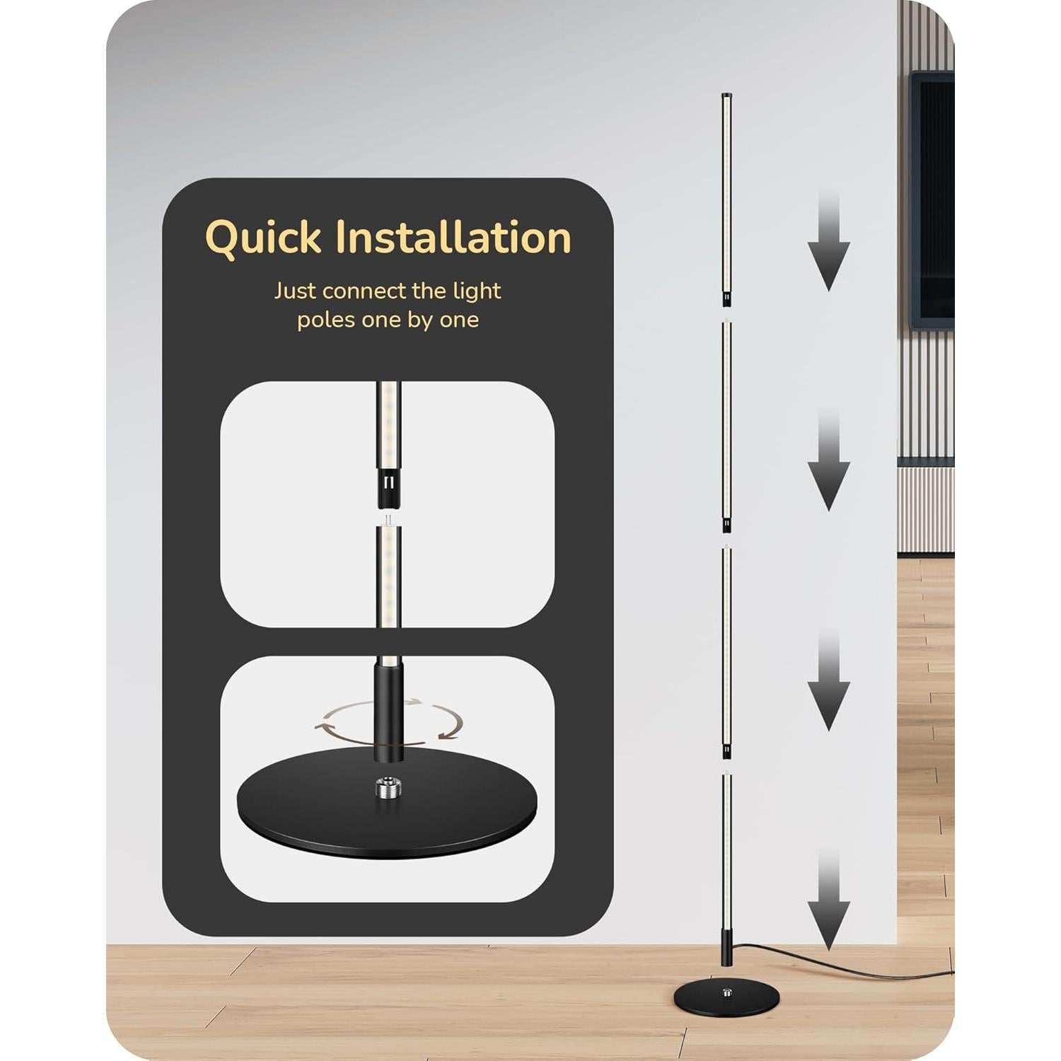 Lámpara de Pie LED Edishine Regulable con Control Remoto 146 cm