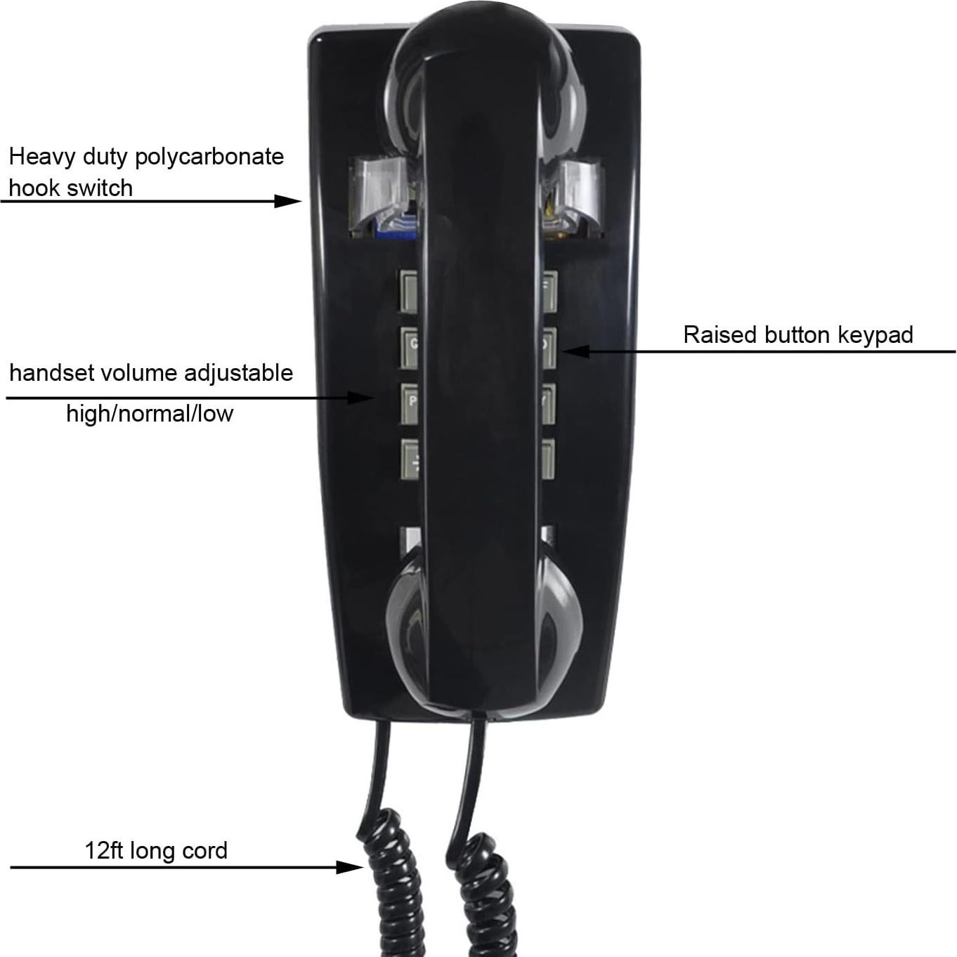 Teléfono de Pared Retro Artisam Negro, Analógico 0.90 kg