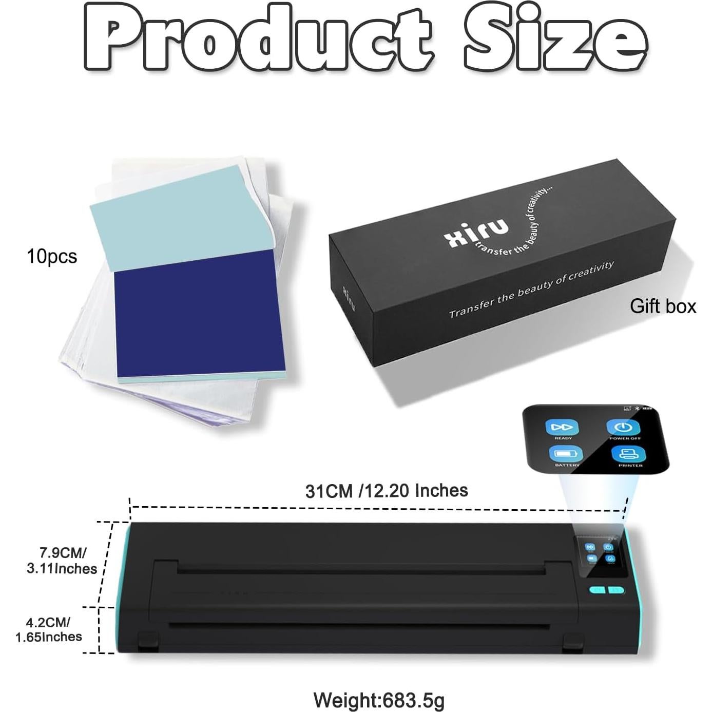 Impresora Térmica de Tatuajes INKCHUM XR3 Azul con 10 Papeles