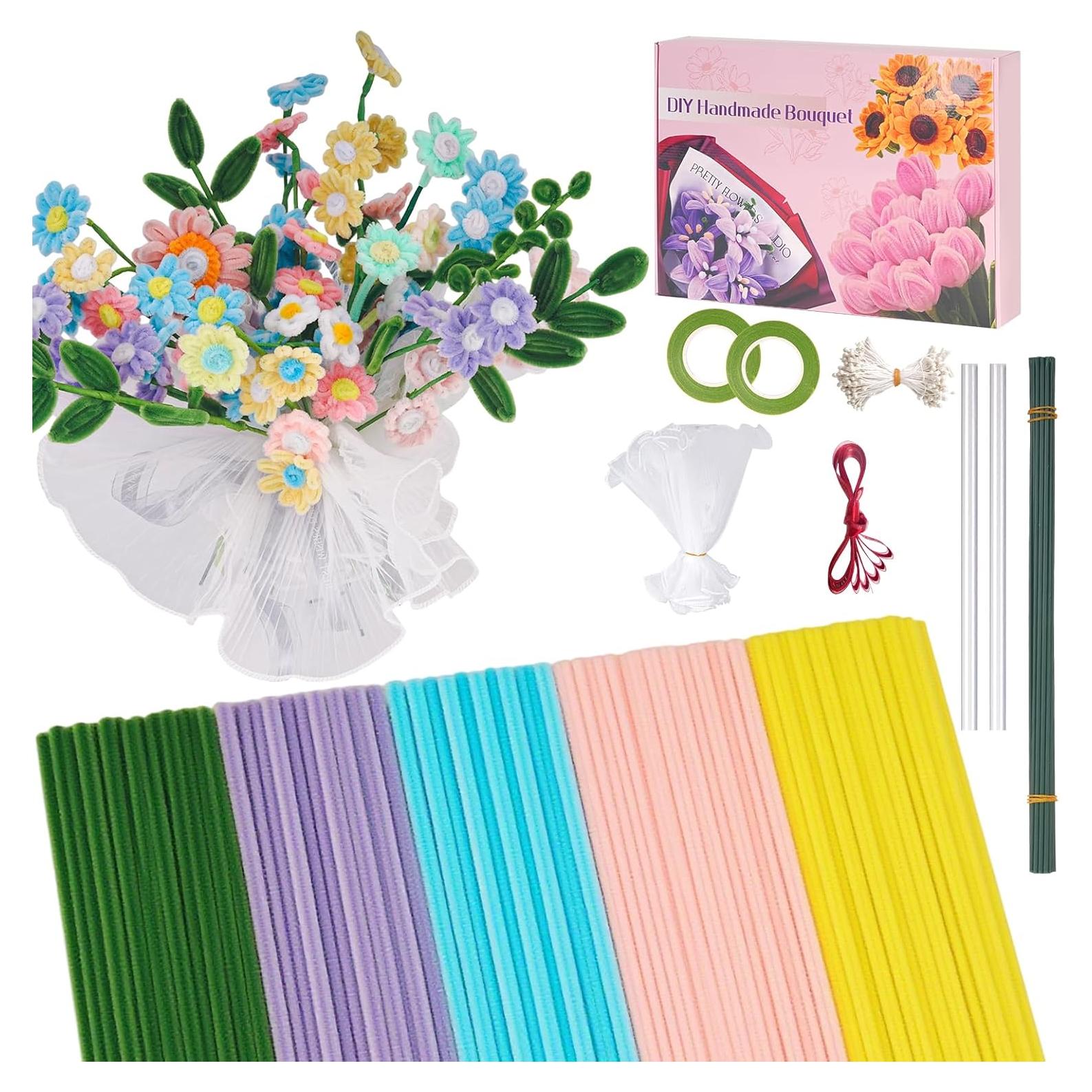 Kit de Manualidades para Hacer Flores SZXYMUQI - 500 Limpiapipas y Accesorios