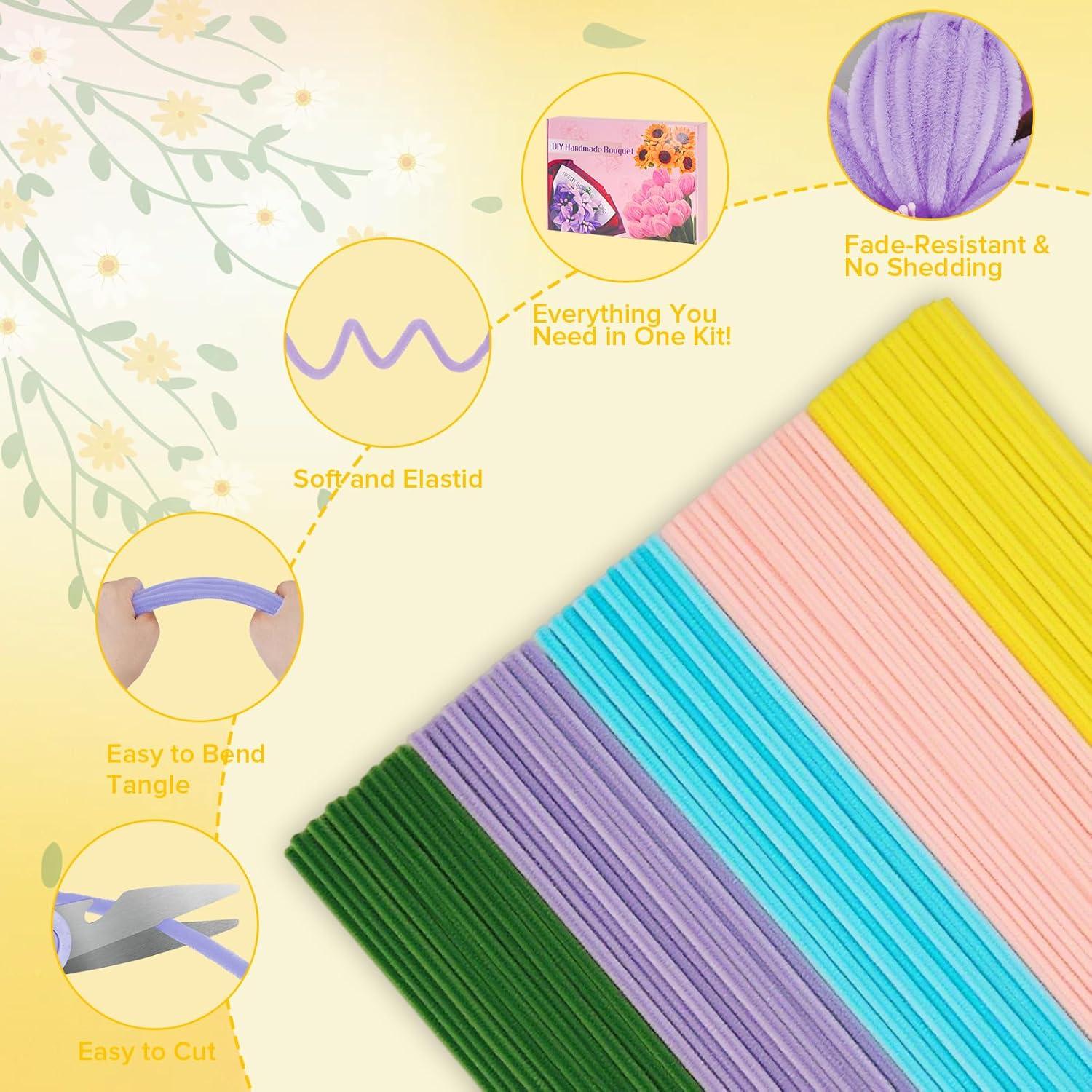 Kit de Manualidades para Hacer Flores SZXYMUQI - 500 Limpiapipas y Accesorios