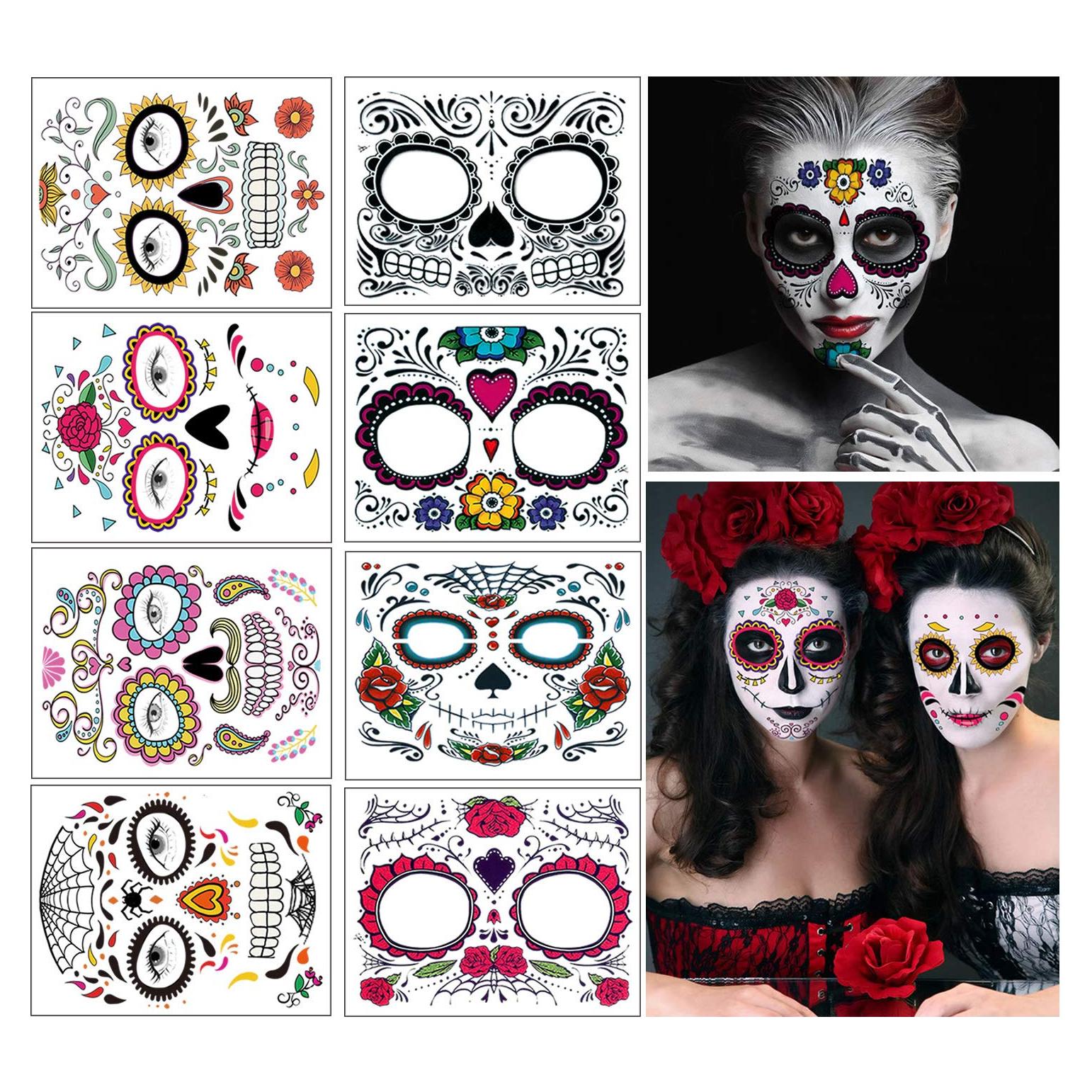Tatuajes Faciales Temporales Dream Loom, 8 Kits Halloween Rosa