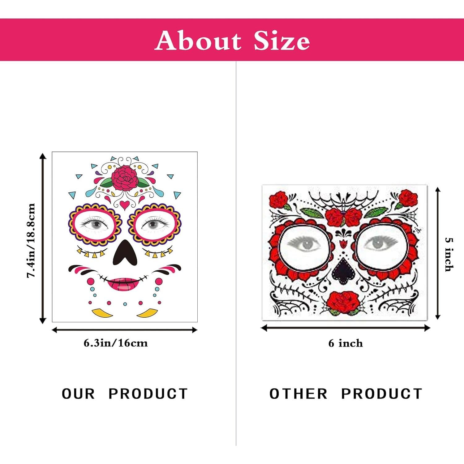 Tatuajes Faciales Temporales Dream Loom, 8 Kits Halloween Rosa