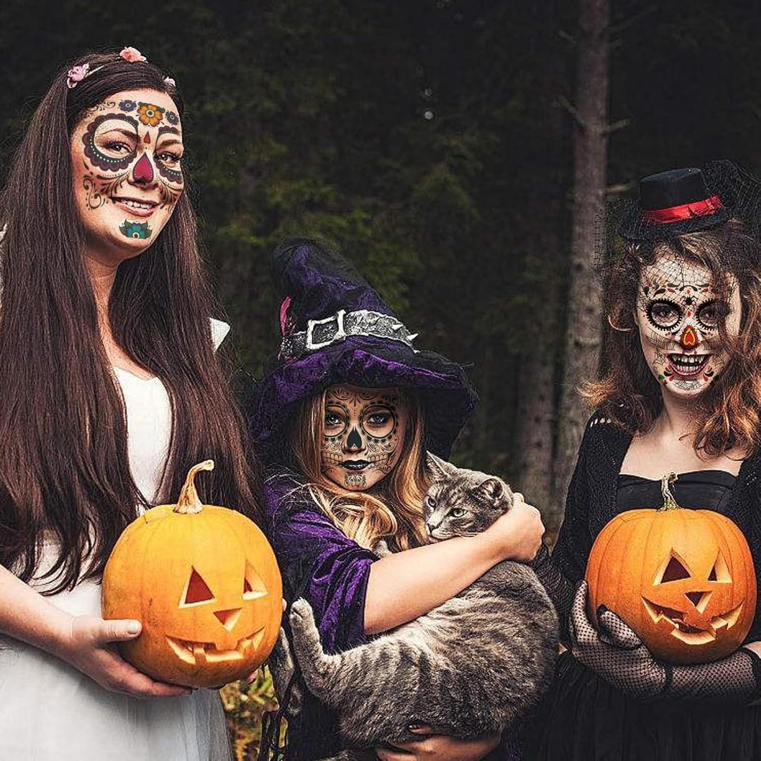 Tatuajes Faciales Temporales Dream Loom, 8 Kits Halloween Rosa