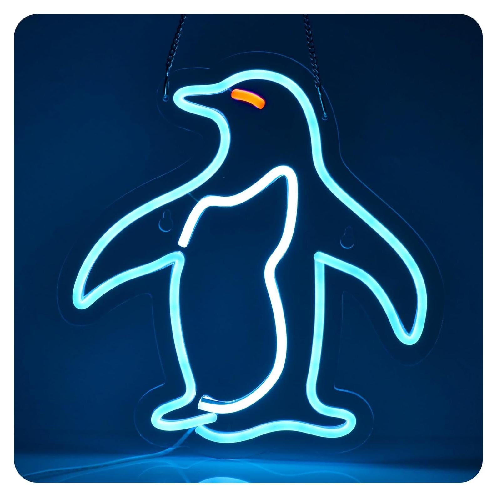 Cartel de neón LED Pingüino IMTATTO 30x32 cm para decoración