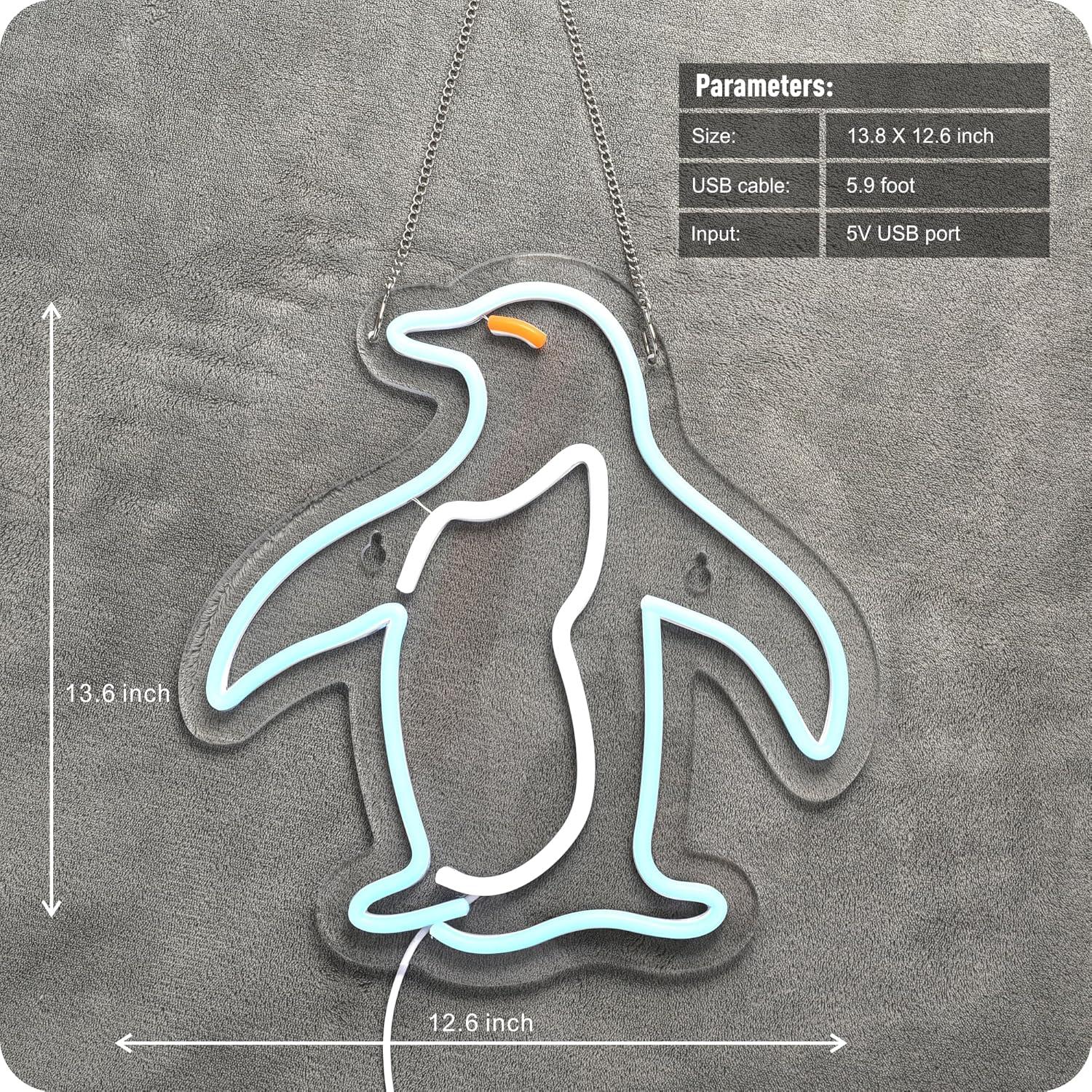 Cartel de neón LED Pingüino IMTATTO 30x32 cm para decoración