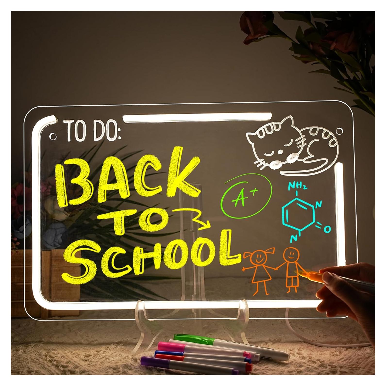 Tablero de Notas LED NOSUN CAT 37.1x24.1 cm con 7 Marcadores