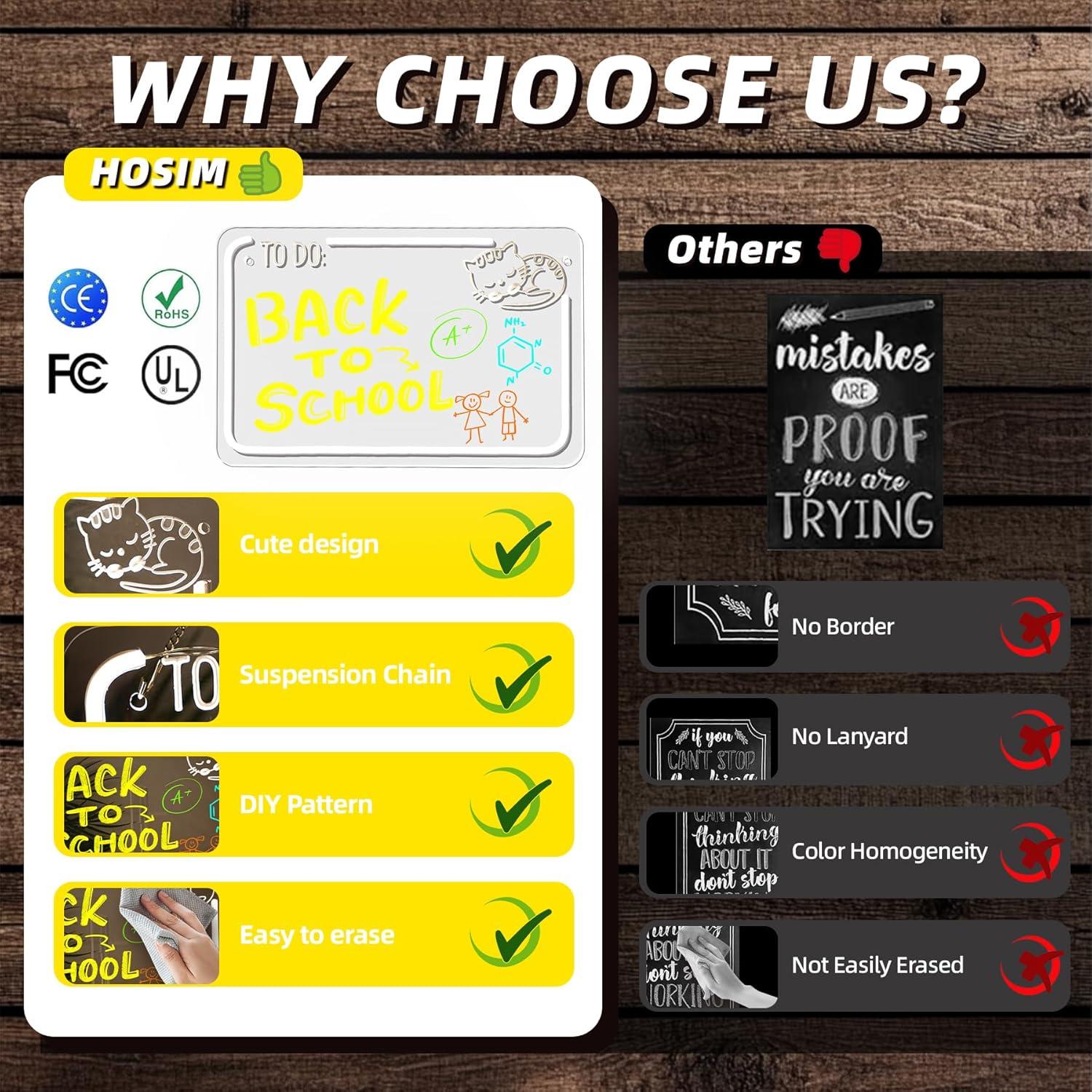 Tablero de Notas LED NOSUN CAT 37.1x24.1 cm con 7 Marcadores