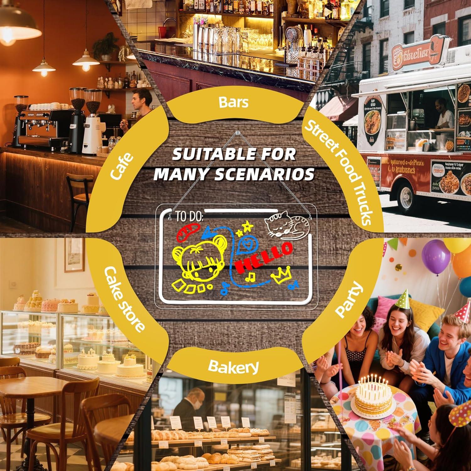 Tablero de Notas LED NOSUN CAT 37.1x24.1 cm con 7 Marcadores