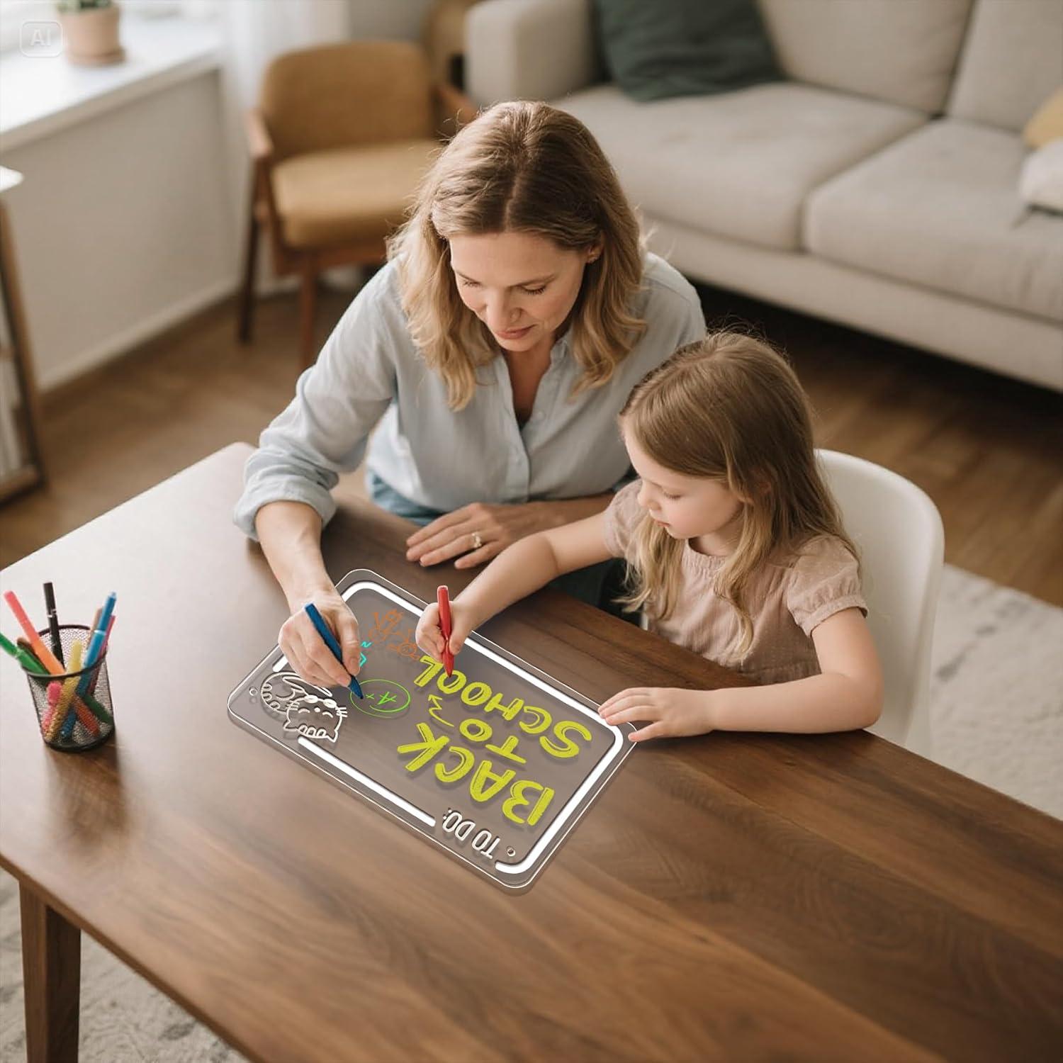 Tablero de Notas LED NOSUN CAT 37.1x24.1 cm con 7 Marcadores