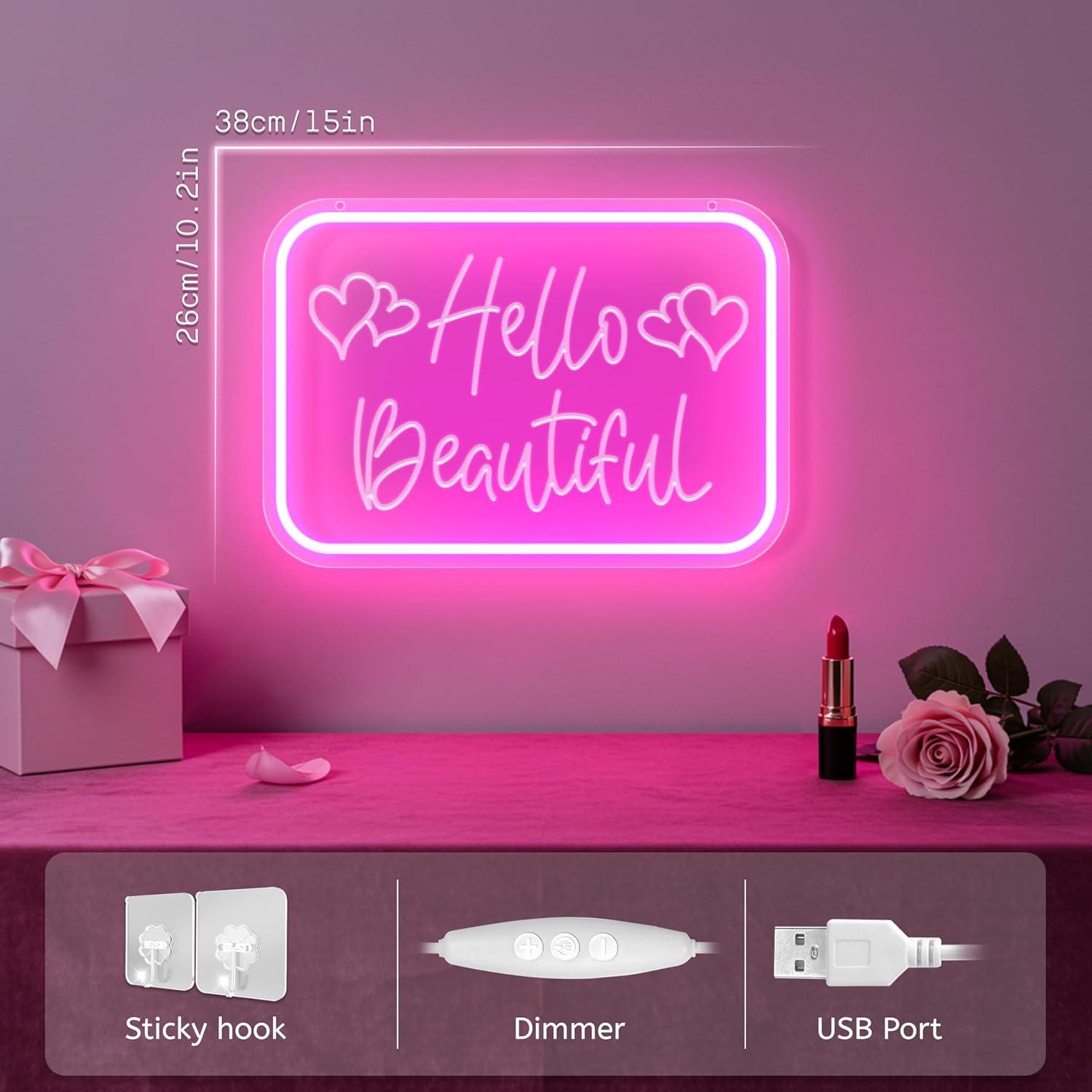 Cartel de Neón LED Rosa Wamputo Eres Realmente Bonita