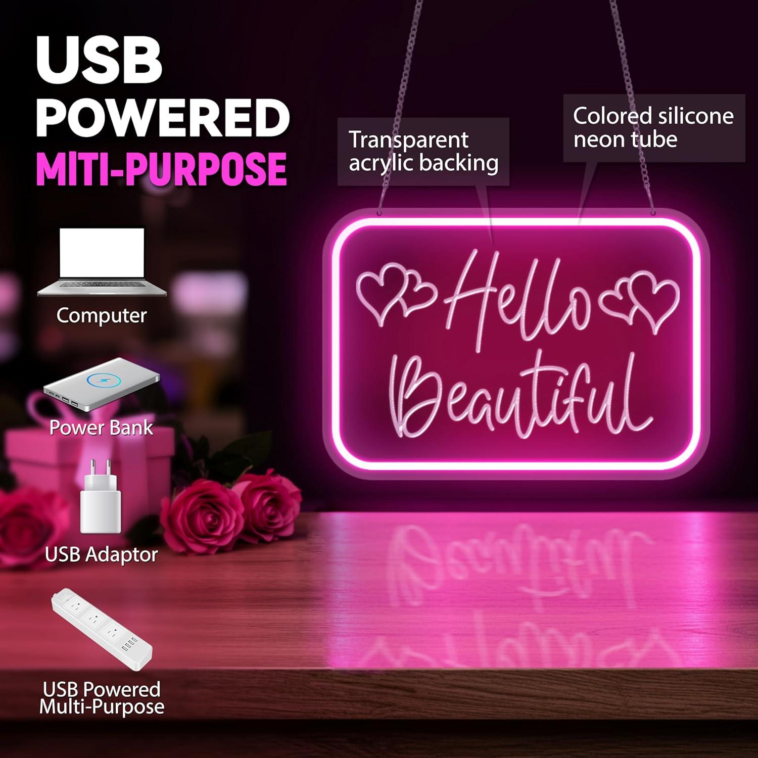 Cartel de Neón LED Rosa Wamputo Eres Realmente Bonita