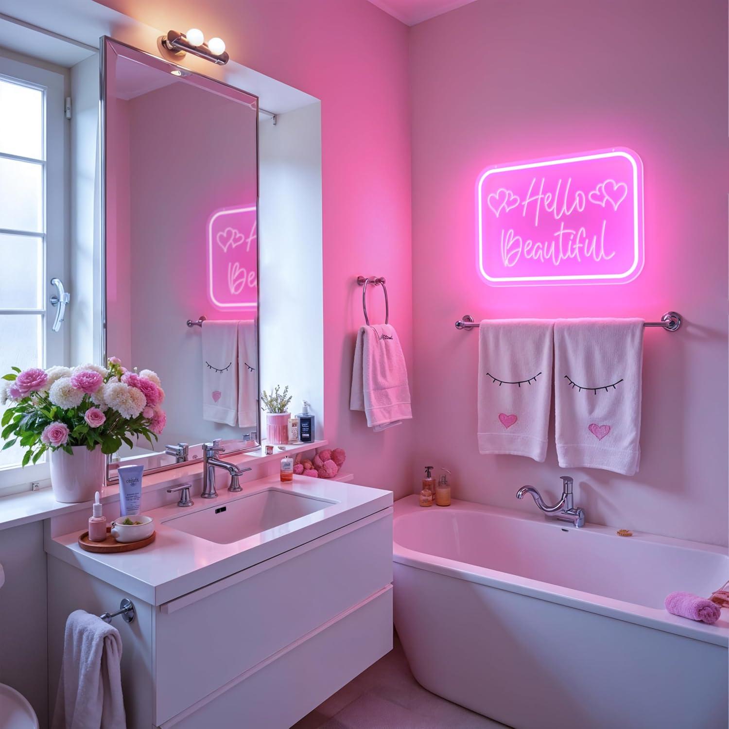 Cartel de Neón LED Rosa Wamputo Eres Realmente Bonita