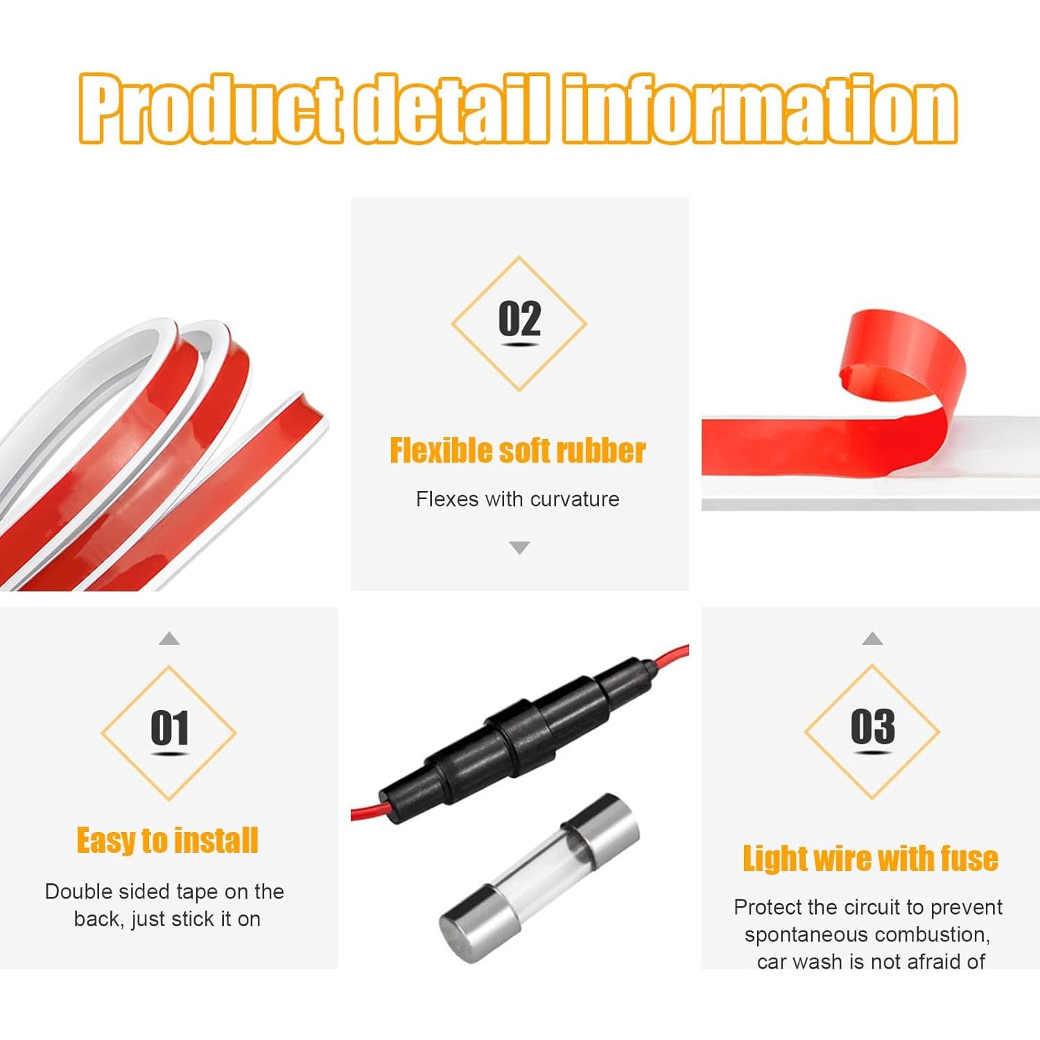 Tira de Luz LED Dickno 149.86 cm Azul Impermeable para Coche