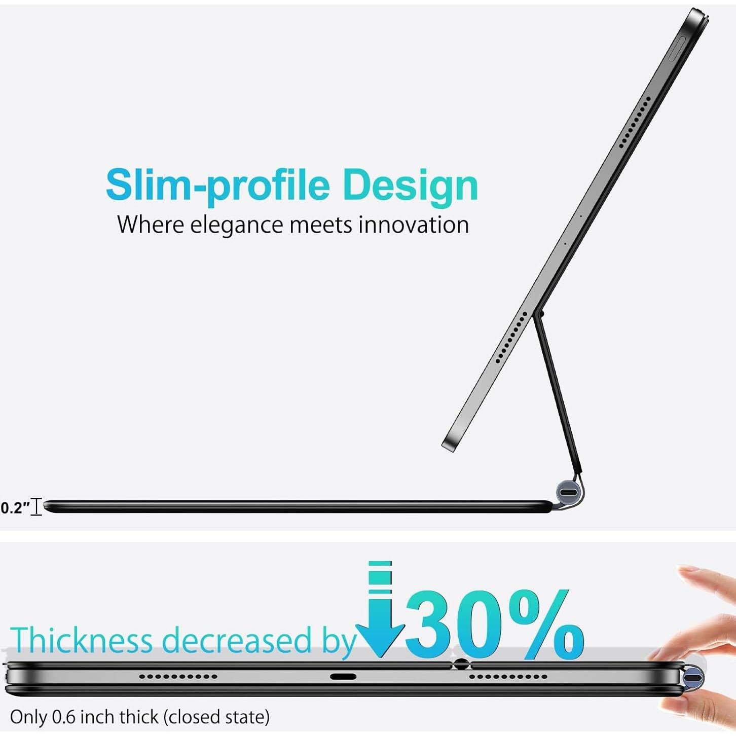 Funda Teclado Mágico Jibrealg para iPad Air/Pro 11" Negro