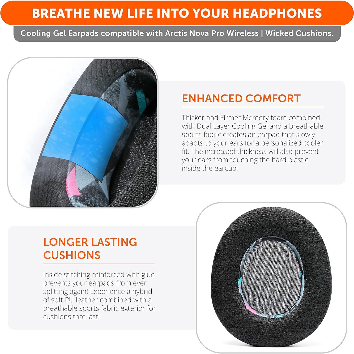 Kit de Modificación WC Nova Pro Inalámbrico para SteelSeries Arctis Nova Pro - Almohadillas Gel, Banda Silicona, Placas Magnéticas