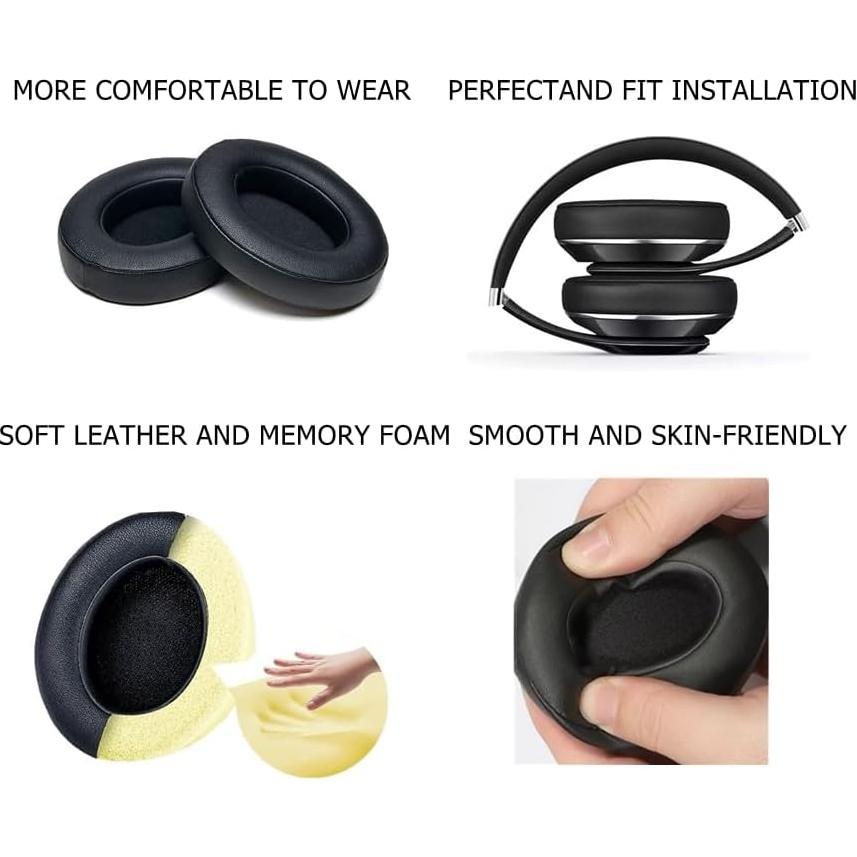Almohadillas de Repuesto para Auriculares Beats Studio 2 y 3 - Negro