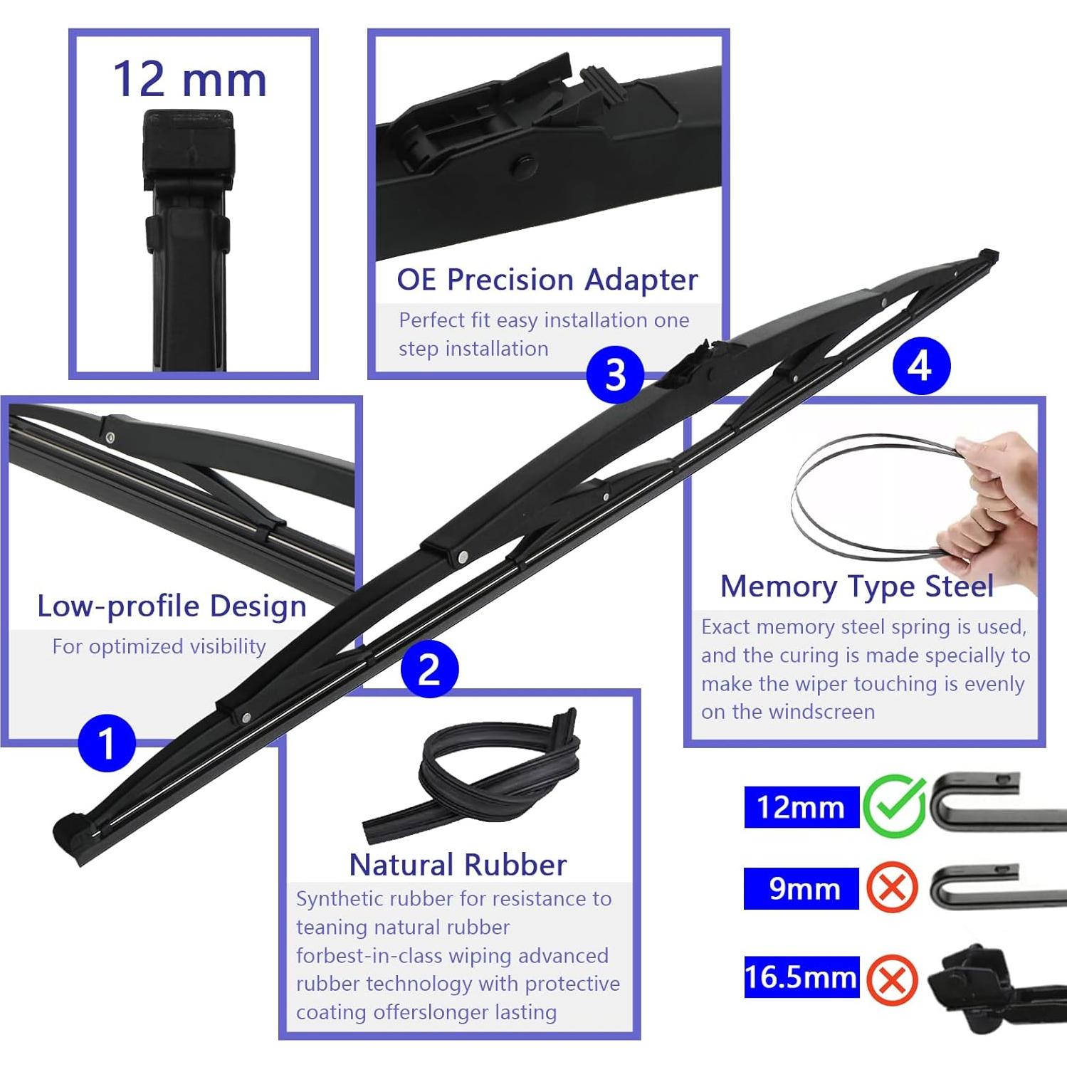 Limpiaparabrisas 24" MYEONGD para RV Gancho J + 20 Tabletas