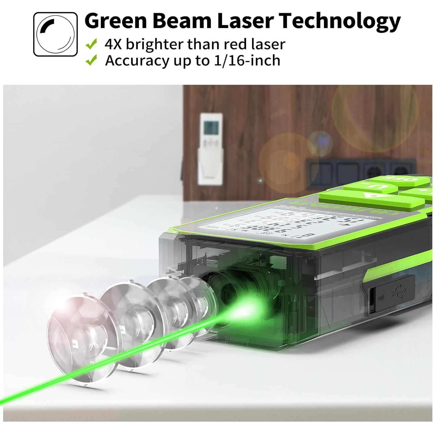 Huepar Medidor Láser Verde 330FT con Sensor de Ángulo