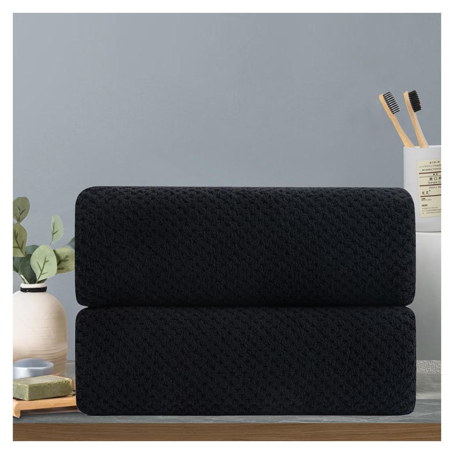 Juego de Toallas de Mano 2 Piezas Hailea Microfibra Negra 40.6x78.7 cm