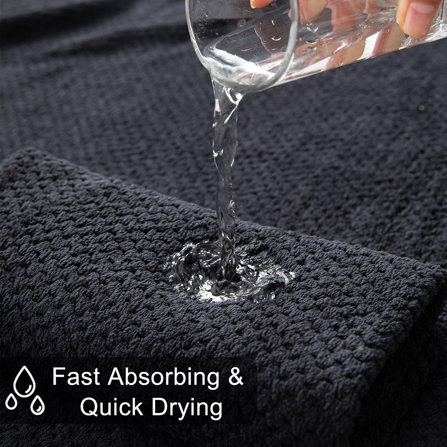 Juego de Toallas de Mano 2 Piezas Hailea Microfibra Negra 40.6x78.7 cm