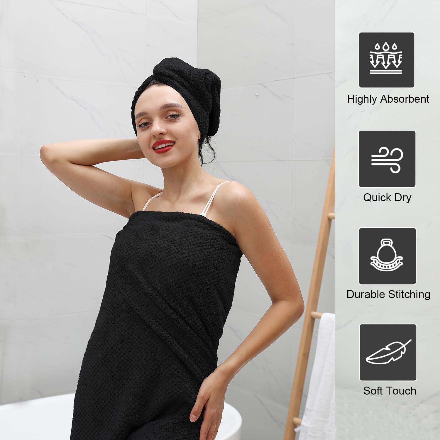 Juego de Toallas de Mano 2 Piezas Hailea Microfibra Negra 40.6x78.7 cm