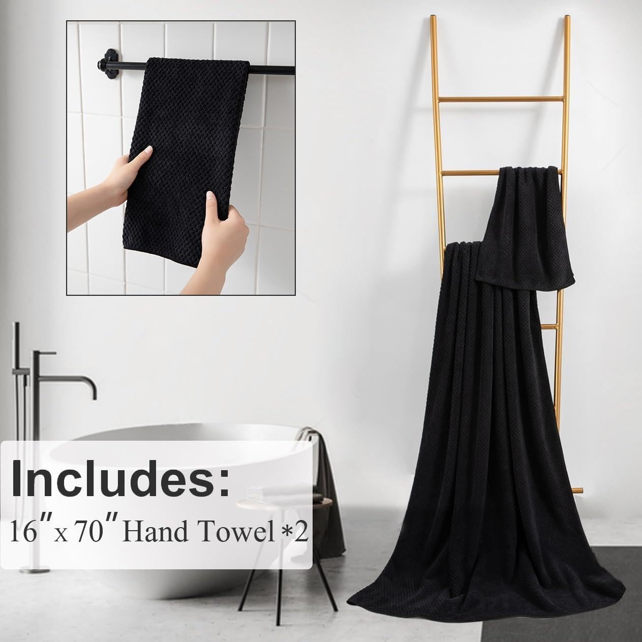 Juego de Toallas de Mano 2 Piezas Hailea Microfibra Negra 40.6x78.7 cm