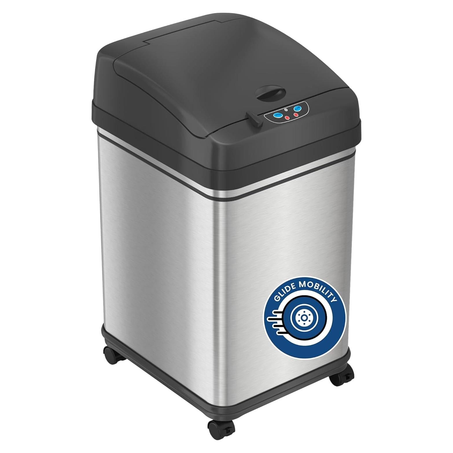 Cubo de Basura Automático iTouchless 30L Acero Inoxidable con Ruedas