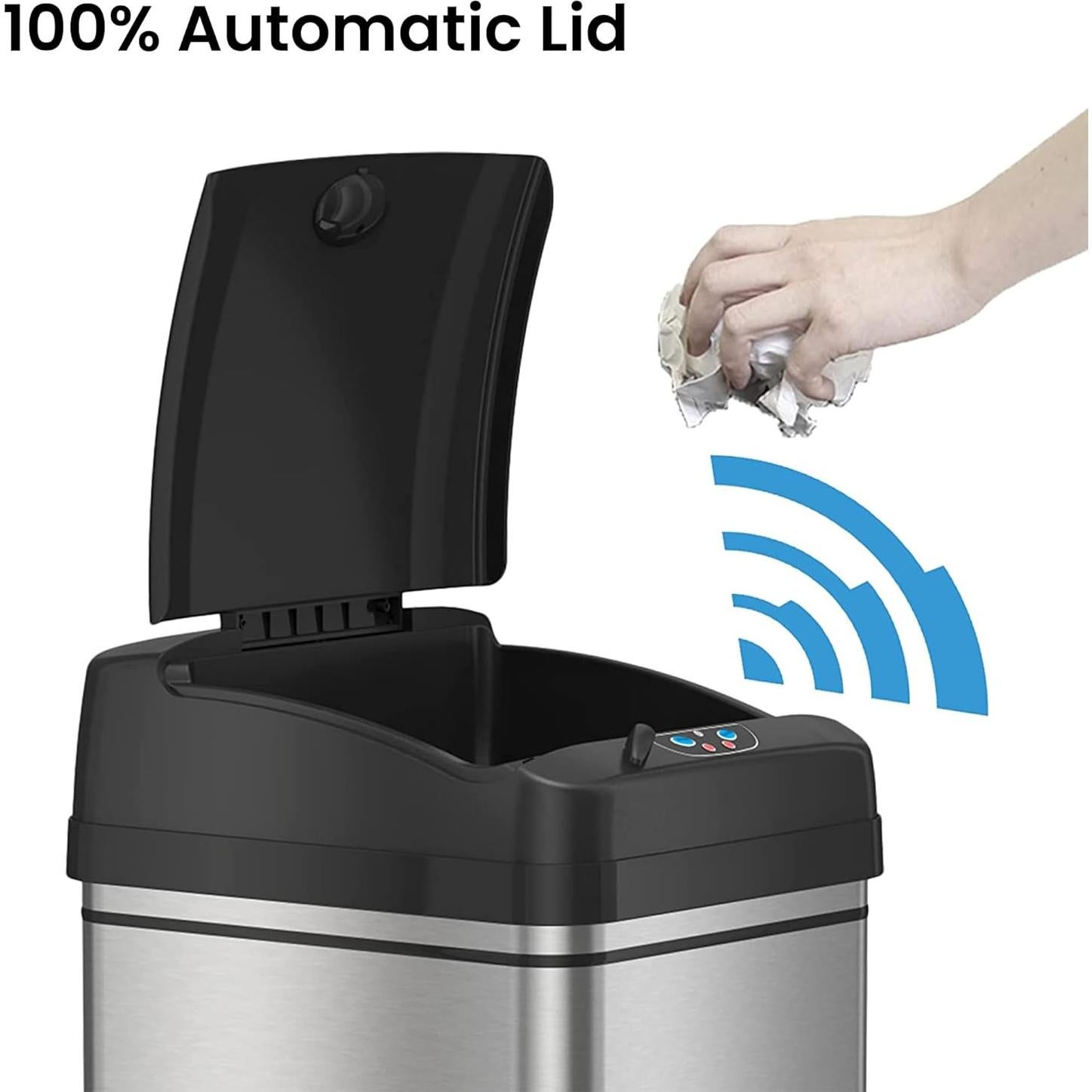 Cubo de Basura Automático iTouchless 30L Acero Inoxidable con Ruedas